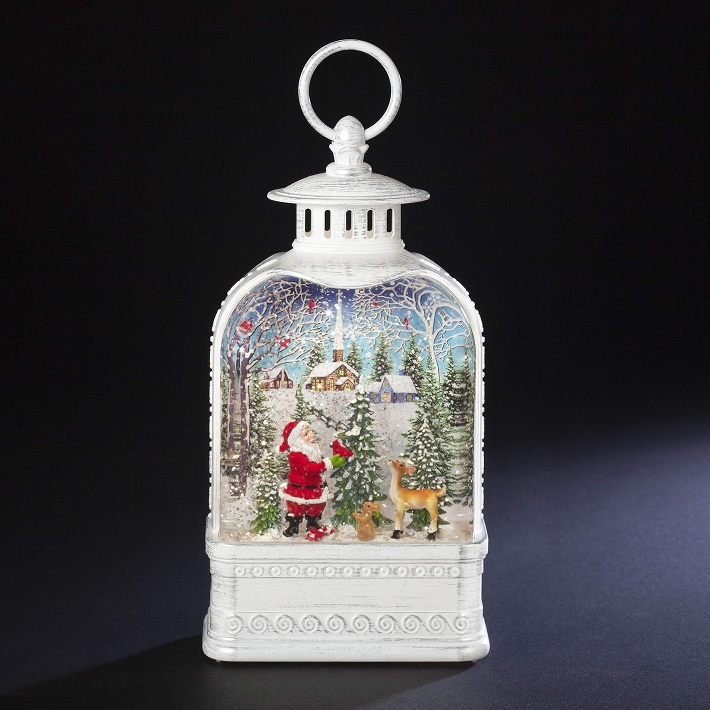Confetti Lites Lighted Swirl Vintage Lantern with Santa & Woodland Animals