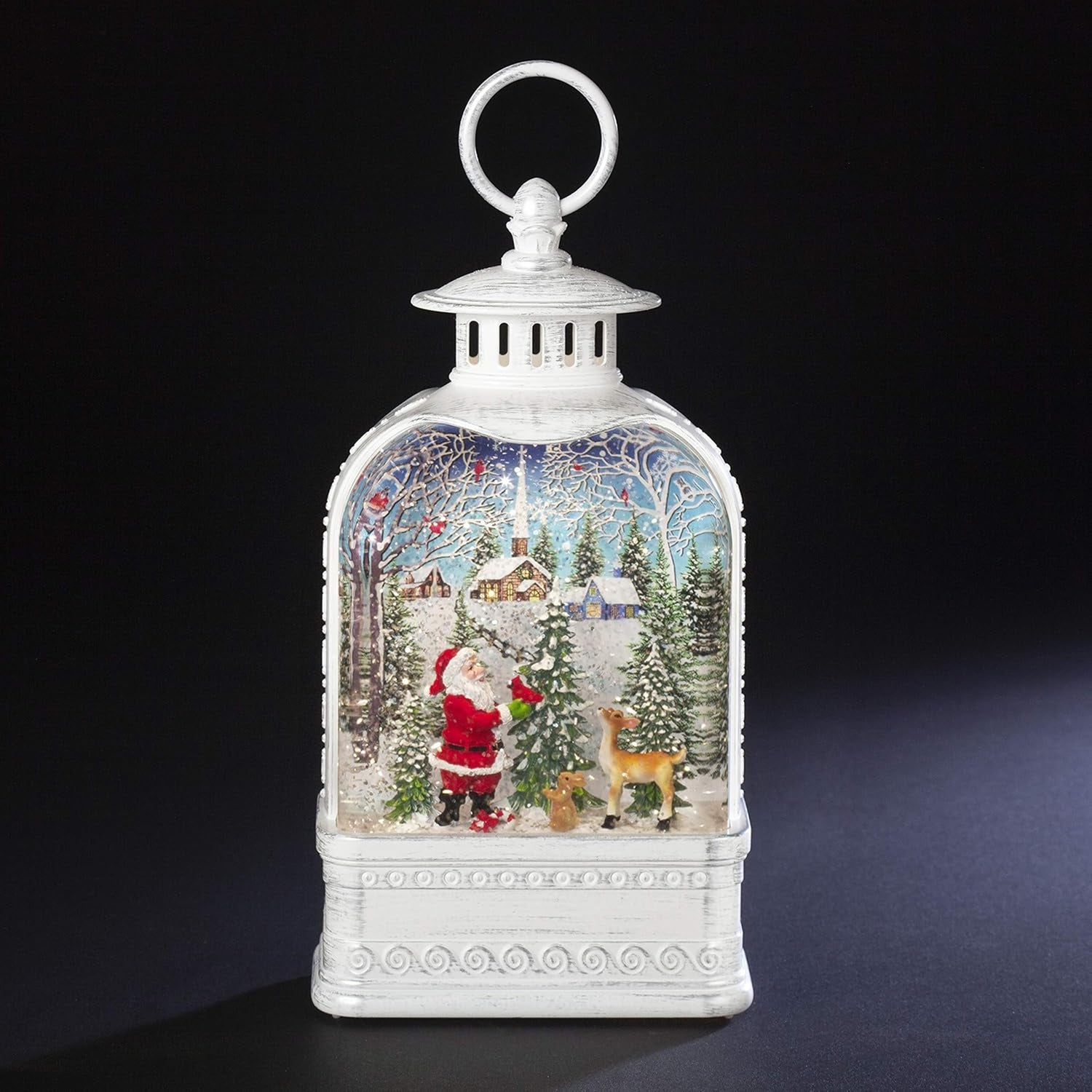 Confetti Lites Lighted Swirl Vintage Lantern with Santa & Woodland Animals