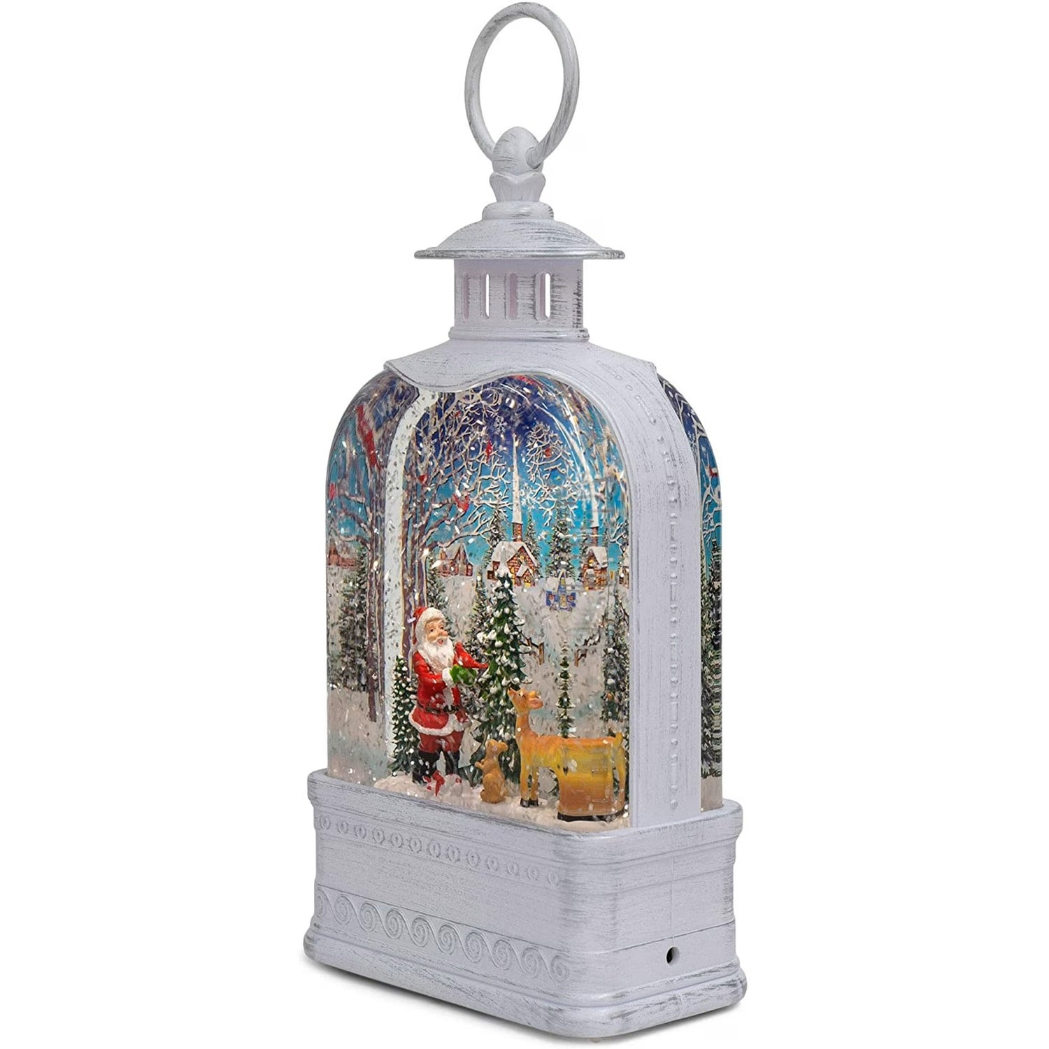 Confetti Lites Lighted Swirl Vintage Lantern with Santa & Woodland Animals