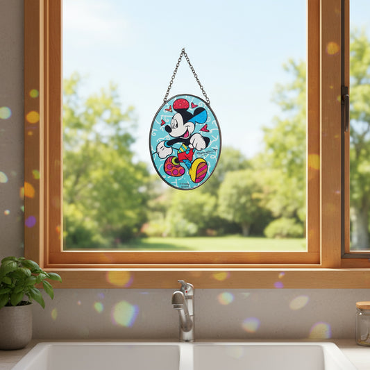 Enesco Disney Britto Mickey Mouse Walking Hanging Window Suncatcher, 5 Inch