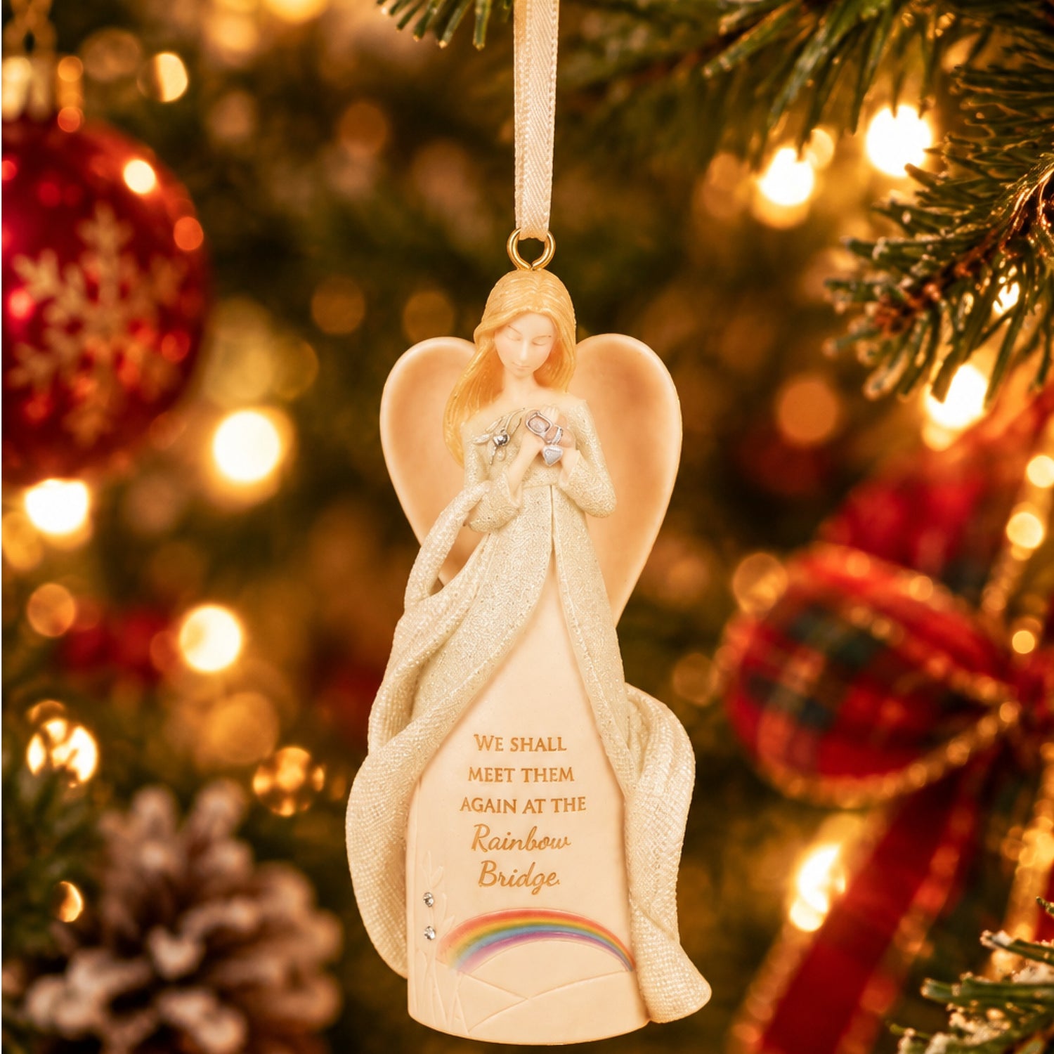 Enesco Foundations Rainbow Bridge Pet Bereavement Hanging Ornament, 4 Inch