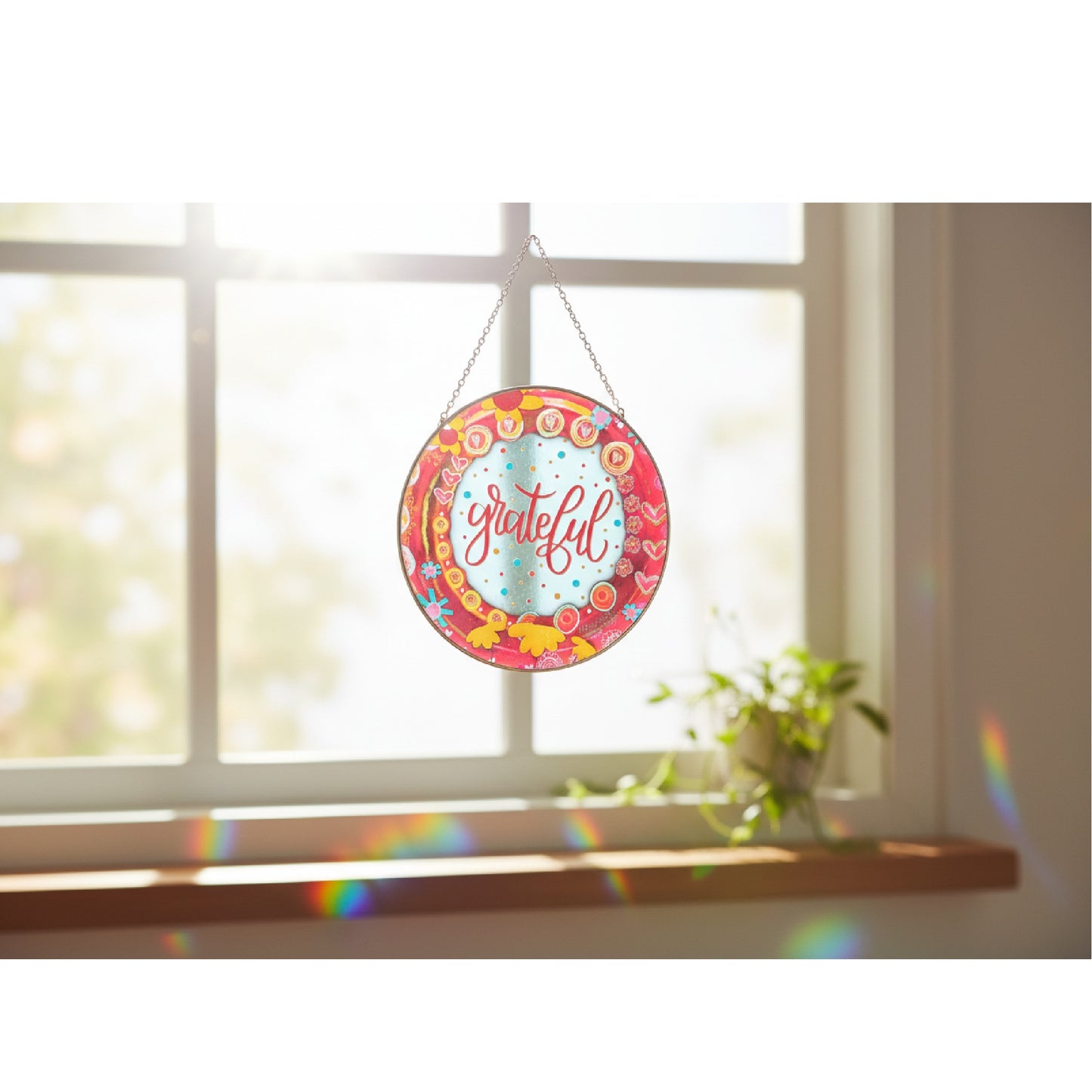 Enesco Izzy and Oliver Inspirivity by Jennifer Wagner Grateful Hanging Window Suncatcher