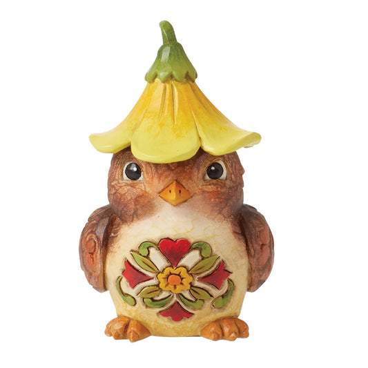 Enesco Jim Shore Heartwood Creek Harvest Little Petunia Bird with Flower Hat Miniature Figurine- Stone Resin Hand Crafted Collectible Mini Figurine