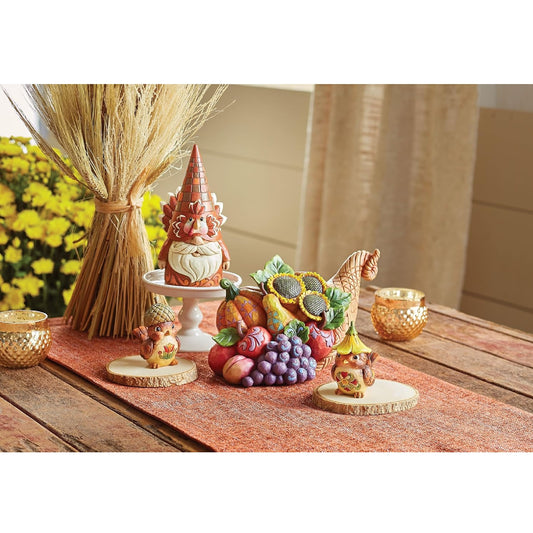 Enesco Jim Shore Heartwood Creek Harvest Little Petunia Bird with Flower Hat Miniature Figurine- Stone Resin Hand Crafted Collectible Mini Figurine