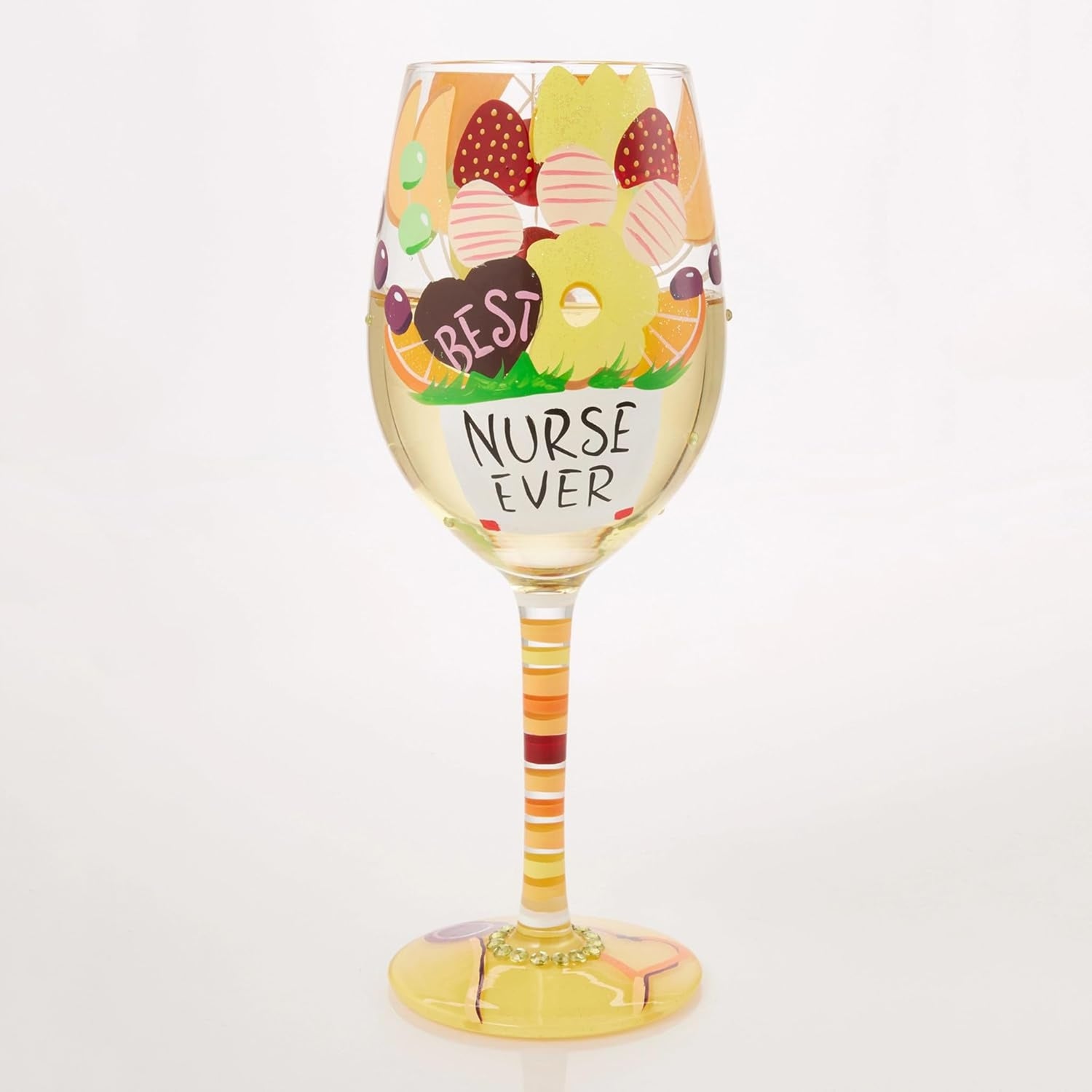 Enesco Lolita Best Nurse Ever Hand-Painted Artisan Wine Glass, 15 Ounce