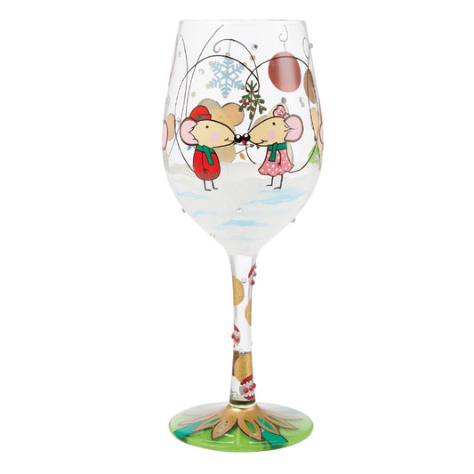 Enesco Lolita Christmas Not Even a Mouse Hand-Painted Artisan Wine Glass, 15 Ounce