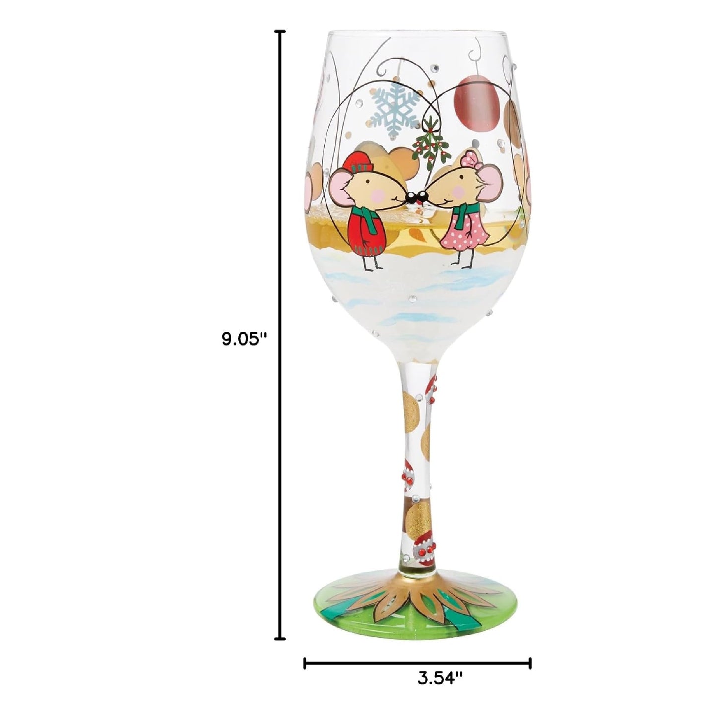 Enesco Lolita Christmas Not Even a Mouse Hand-Painted Artisan Wine Glass, 15 Ounce