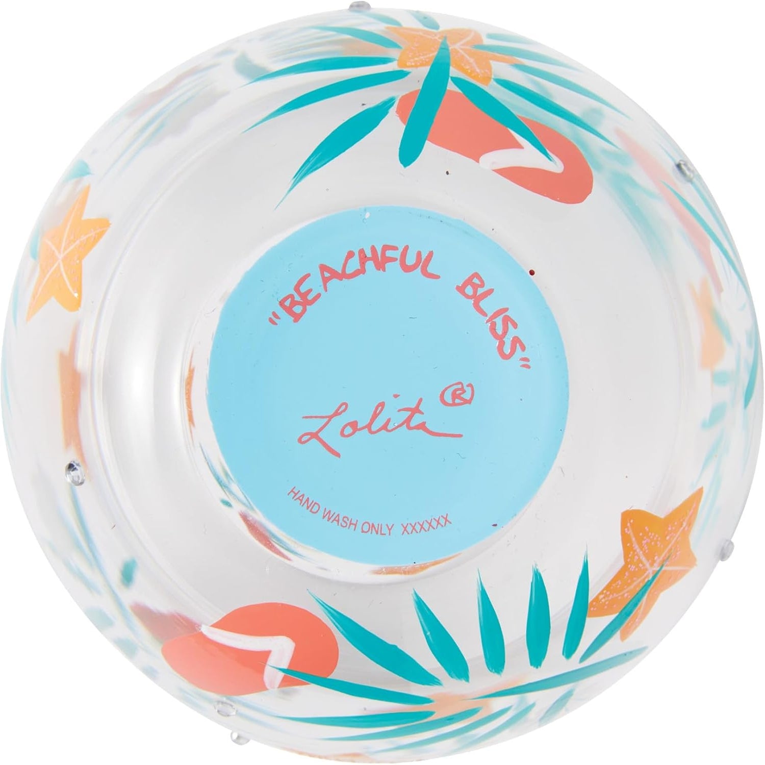 Enesco Lolita Designs Beachful Bliss Hand-Painted Artisan Stemless Wine Glass, 20 Ounce