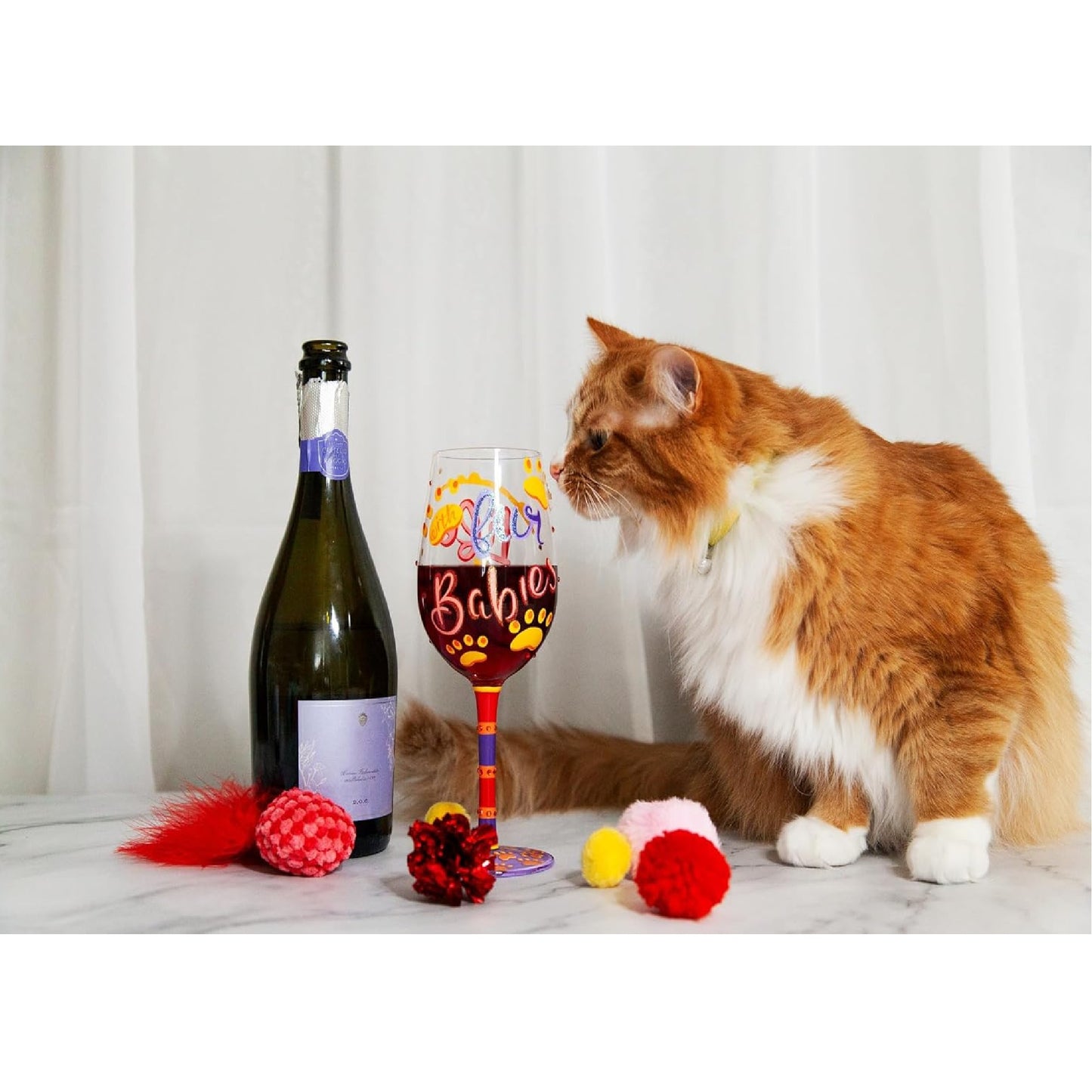 Enesco Lolita Designs Life is Better with Fur Babies Hand-Painted Artisan Wine Glass, 15 Ounce
