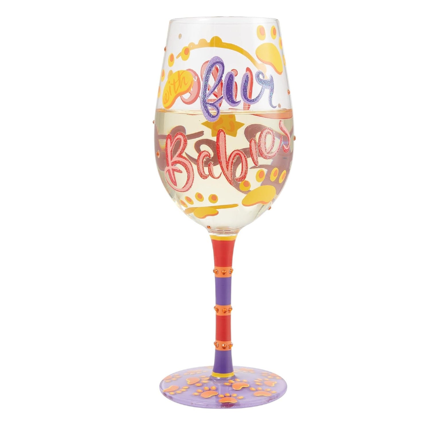 Enesco Lolita Designs Life is Better with Fur Babies Hand-Painted Artisan Wine Glass, 15 Ounce