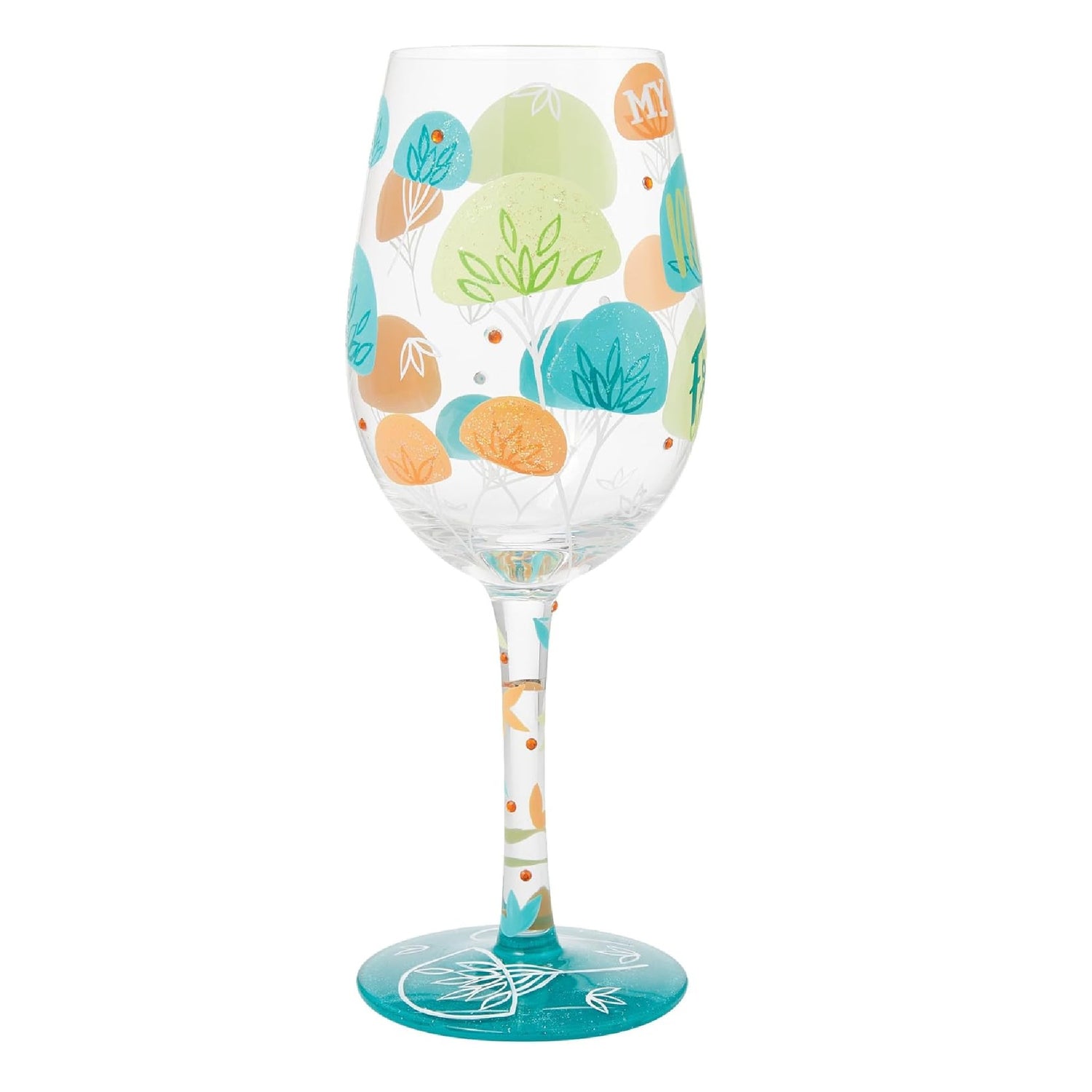 Enesco Lolita Designs Mom My Friend Hand-Painted Artisan Wine Glass, 15 Ounce
