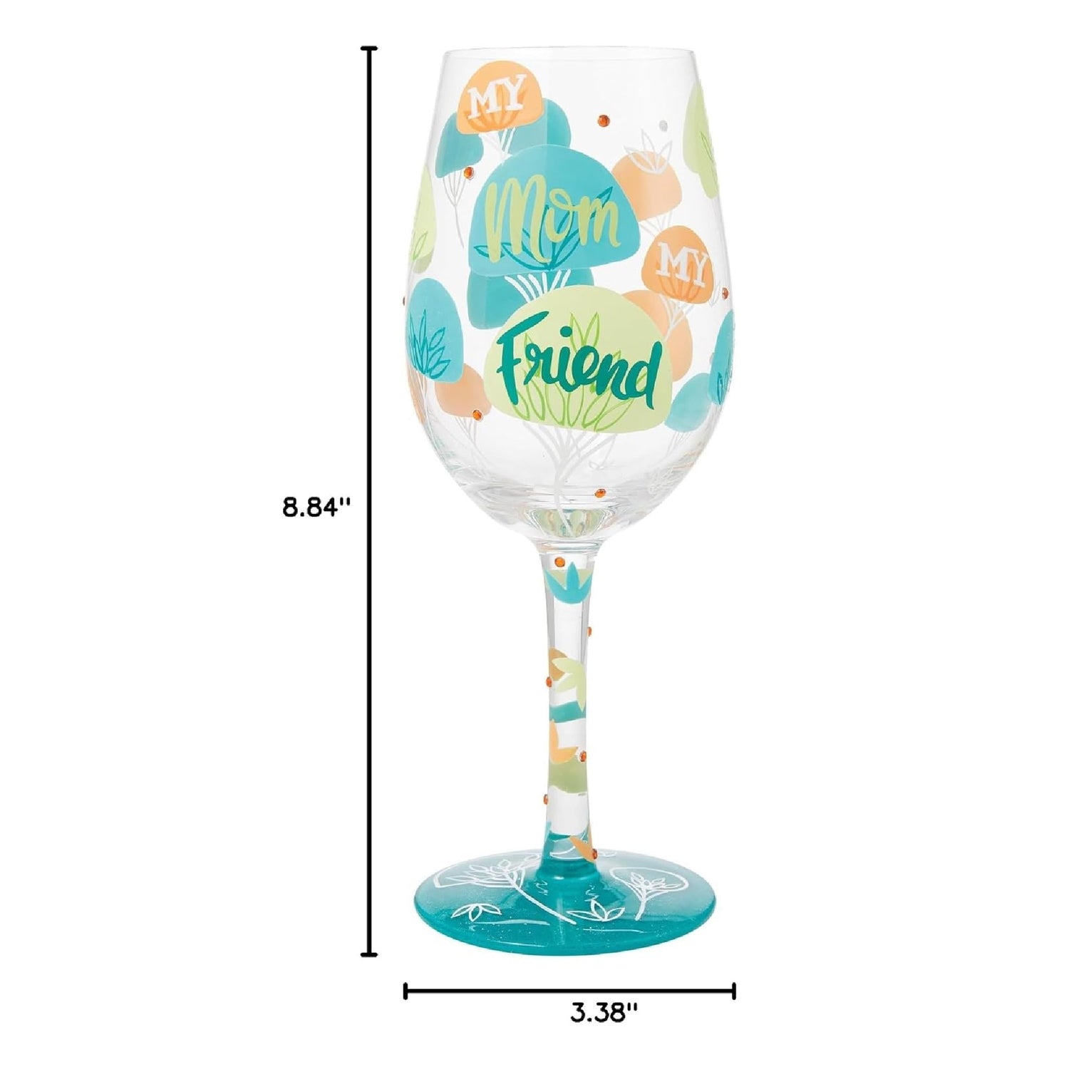 Enesco Lolita Designs Mom My Friend Hand-Painted Artisan Wine Glass, 15 Ounce