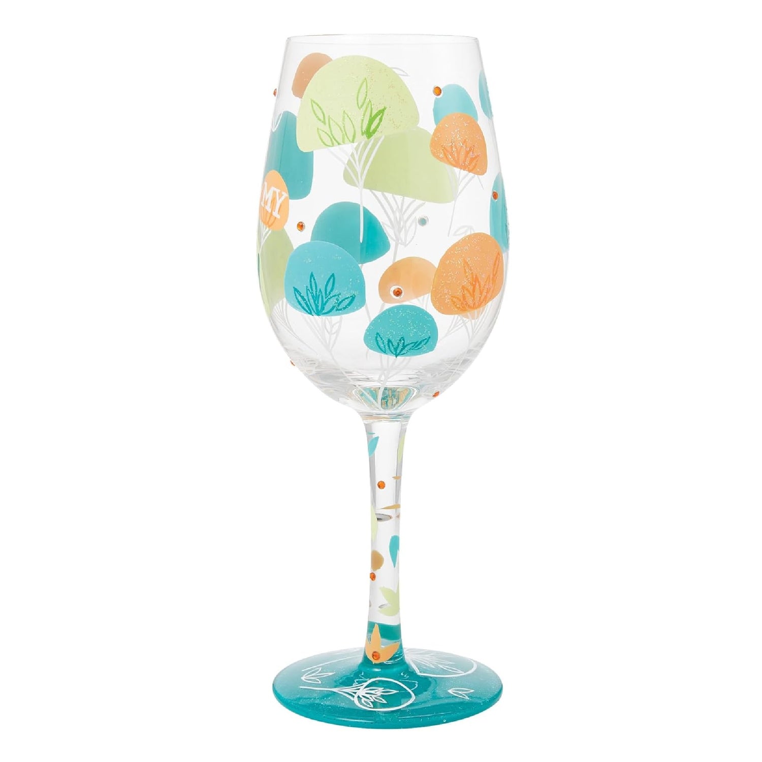 Enesco Lolita Designs Mom My Friend Hand-Painted Artisan Wine Glass, 15 Ounce