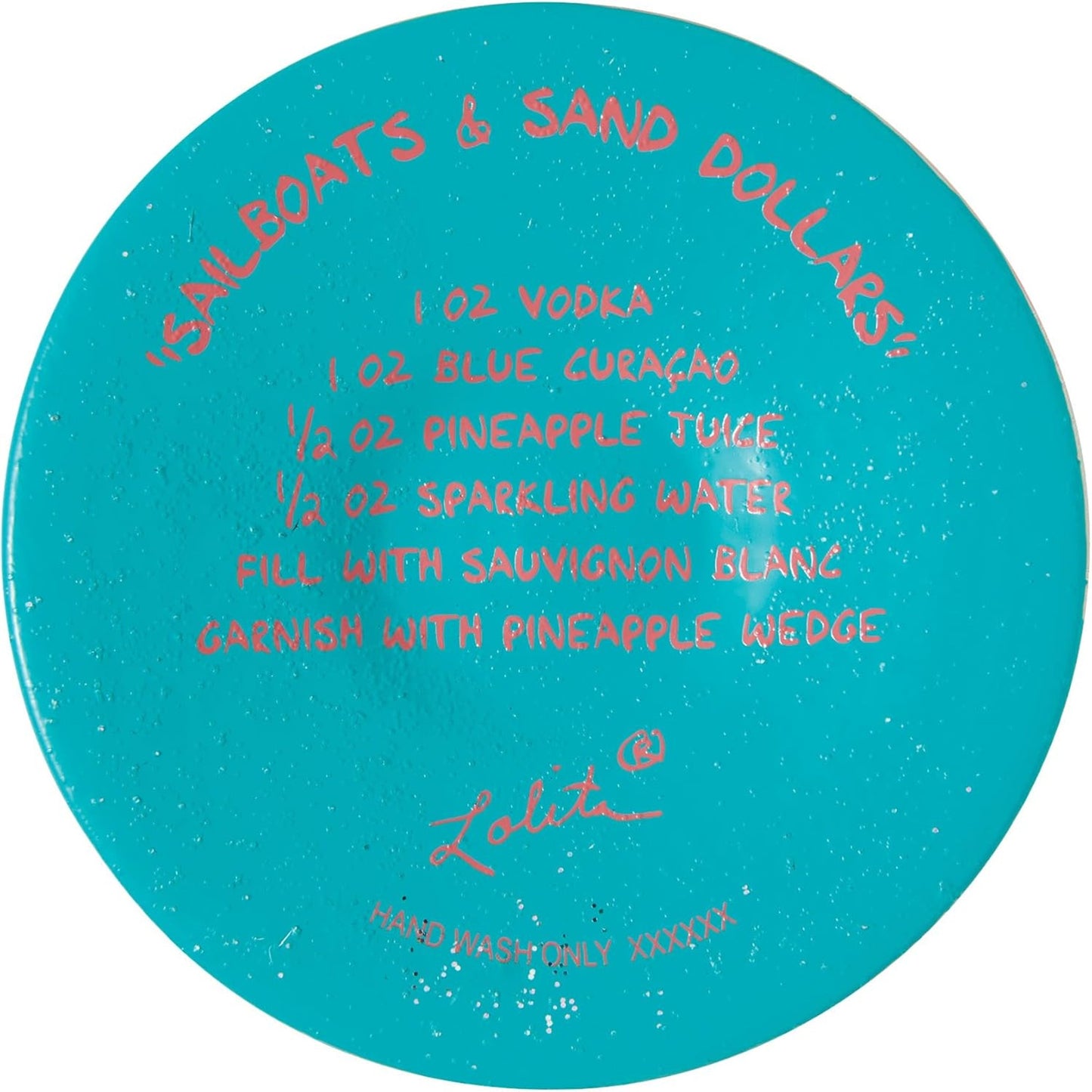 Enesco Lolita Designs Sailboats and Sand Dollars Hand-Painted Artisan Wine Glass, 15 Ounce