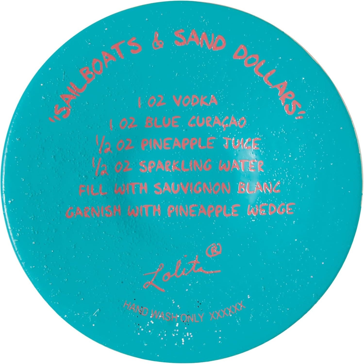 Enesco Lolita Designs Sailboats and Sand Dollars Hand-Painted Artisan Wine Glass, 15 Ounce