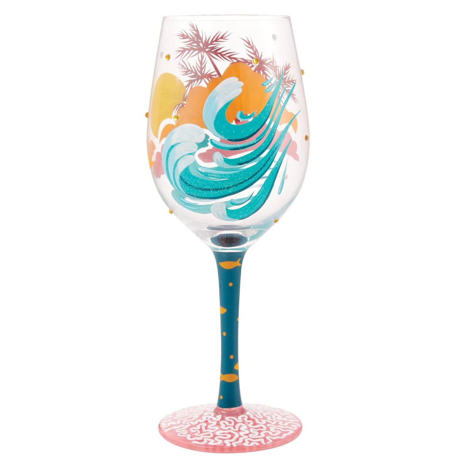 Enesco Lolita Designs Tropical Getaway Hand-Painted Artisan Wine Glass, 15 Ounce