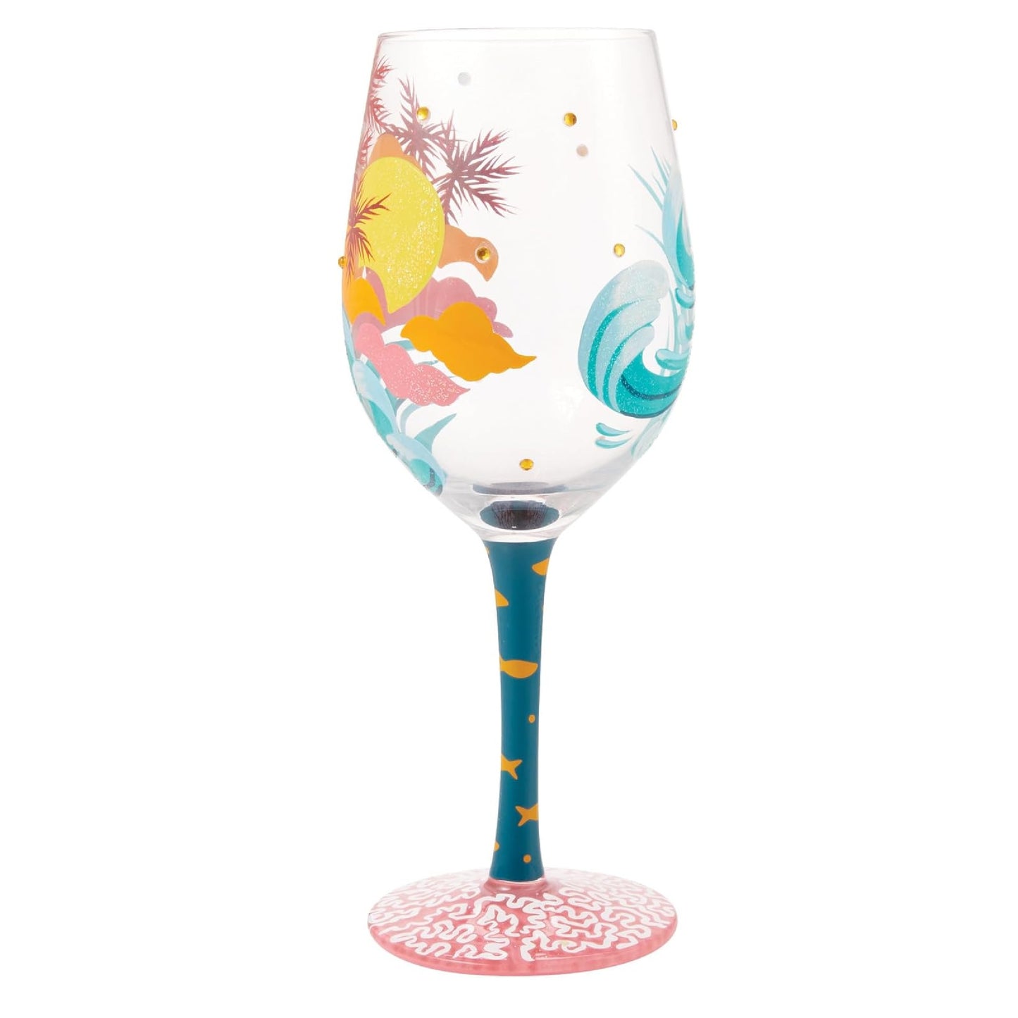 Enesco Lolita Designs Tropical Getaway Hand-Painted Artisan Wine Glass, 15 Ounce