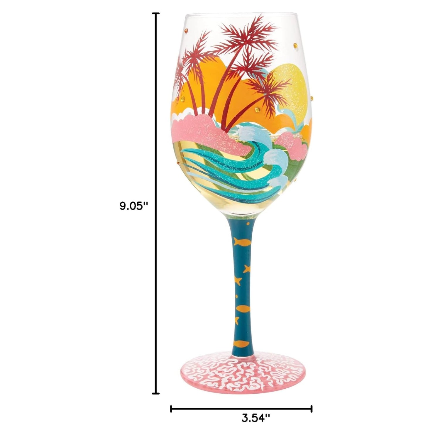 Enesco Lolita Designs Tropical Getaway Hand-Painted Artisan Wine Glass, 15 Ounce
