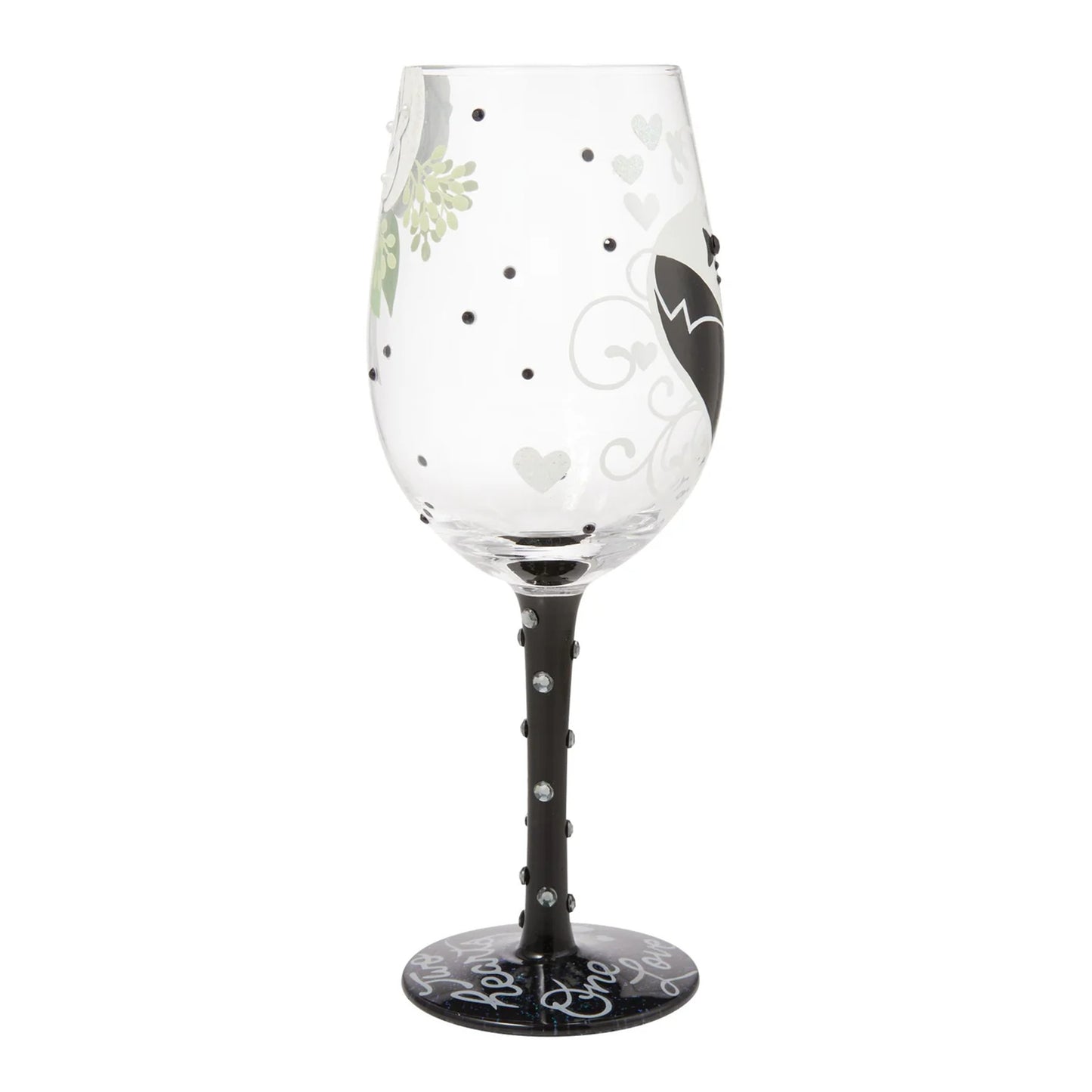 Enesco Lolita Designs Wedding Groom Two Hearts One Love Hand-Painted Artisan Wine Glass, 15 Ounce