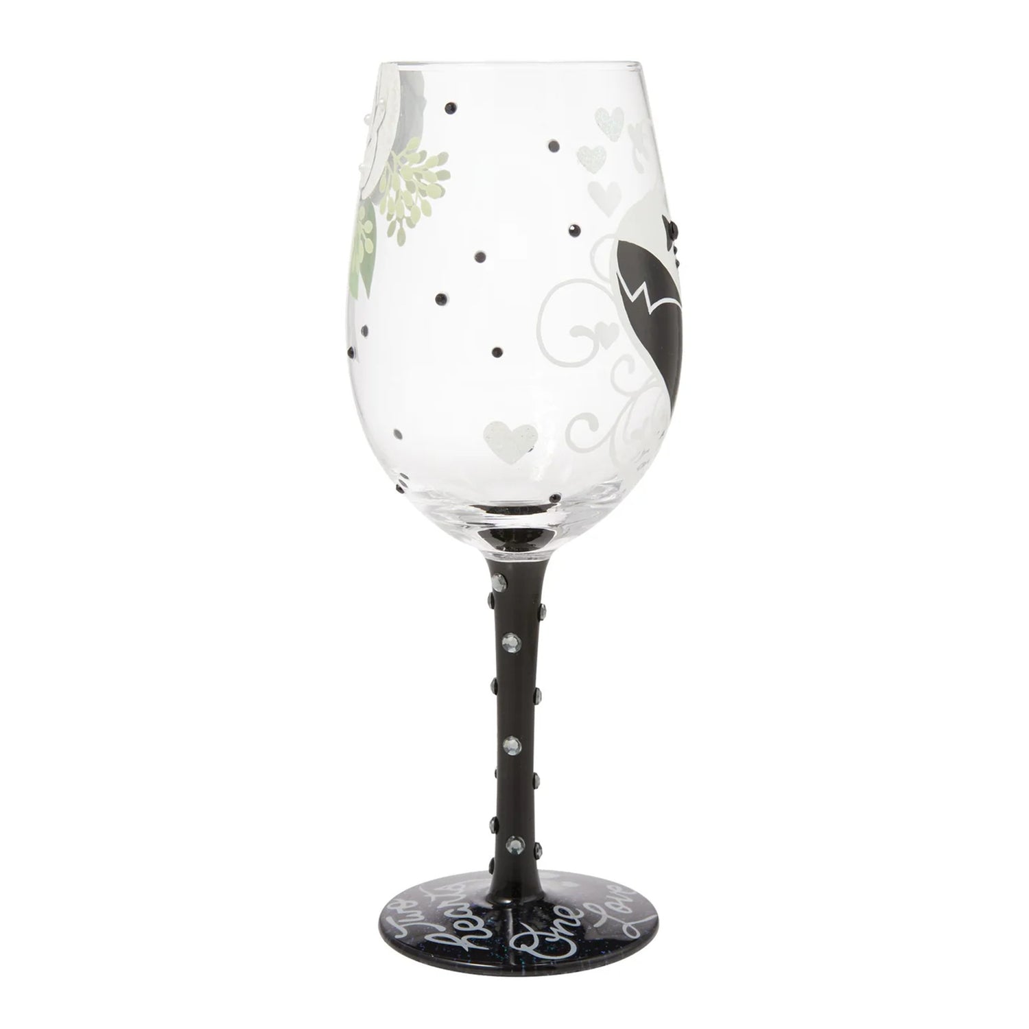 Enesco Lolita Designs Wedding Groom Two Hearts One Love Hand-Painted Artisan Wine Glass, 15 Ounce
