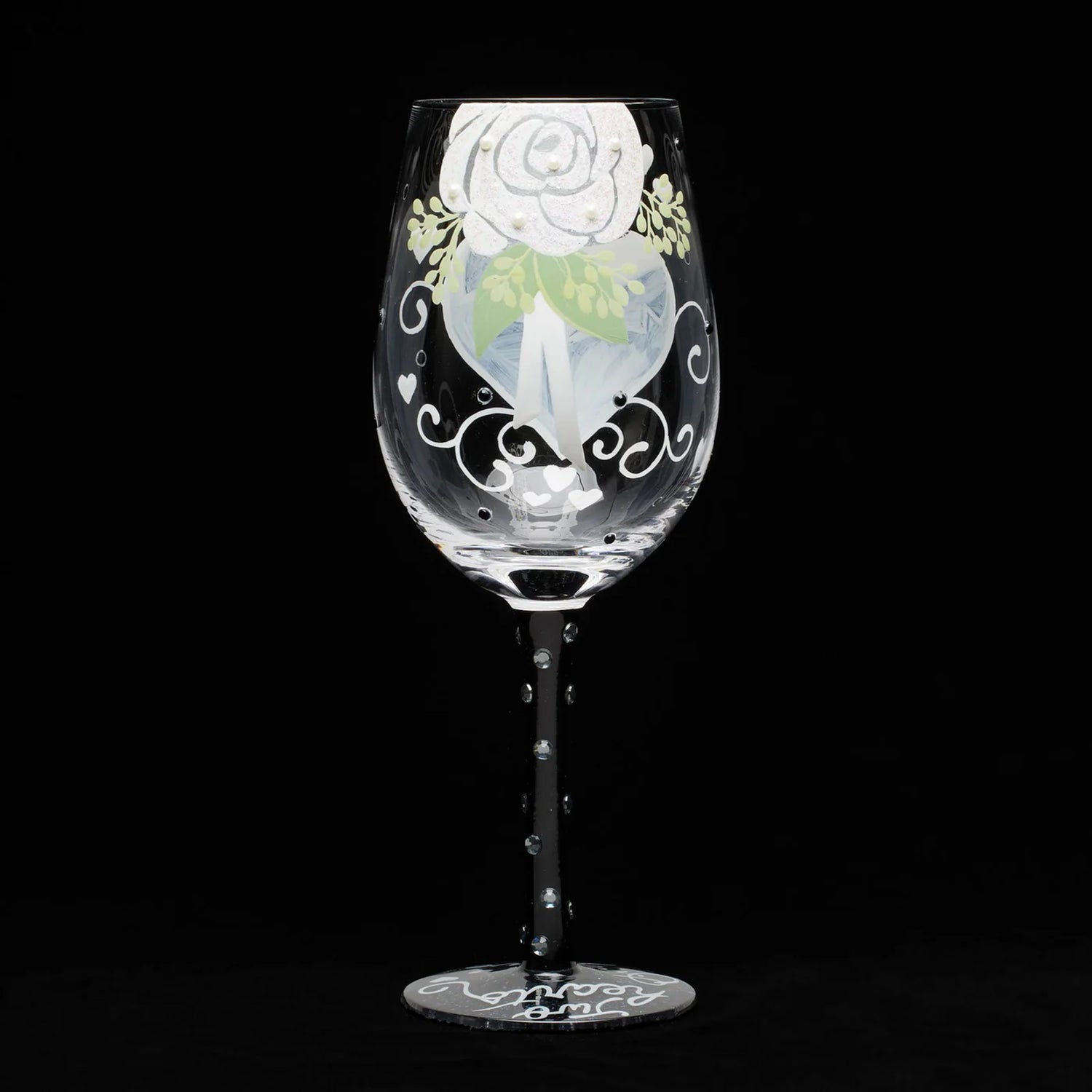 Enesco Lolita Designs Wedding Groom Two Hearts One Love Hand-Painted Artisan Wine Glass, 15 Ounce