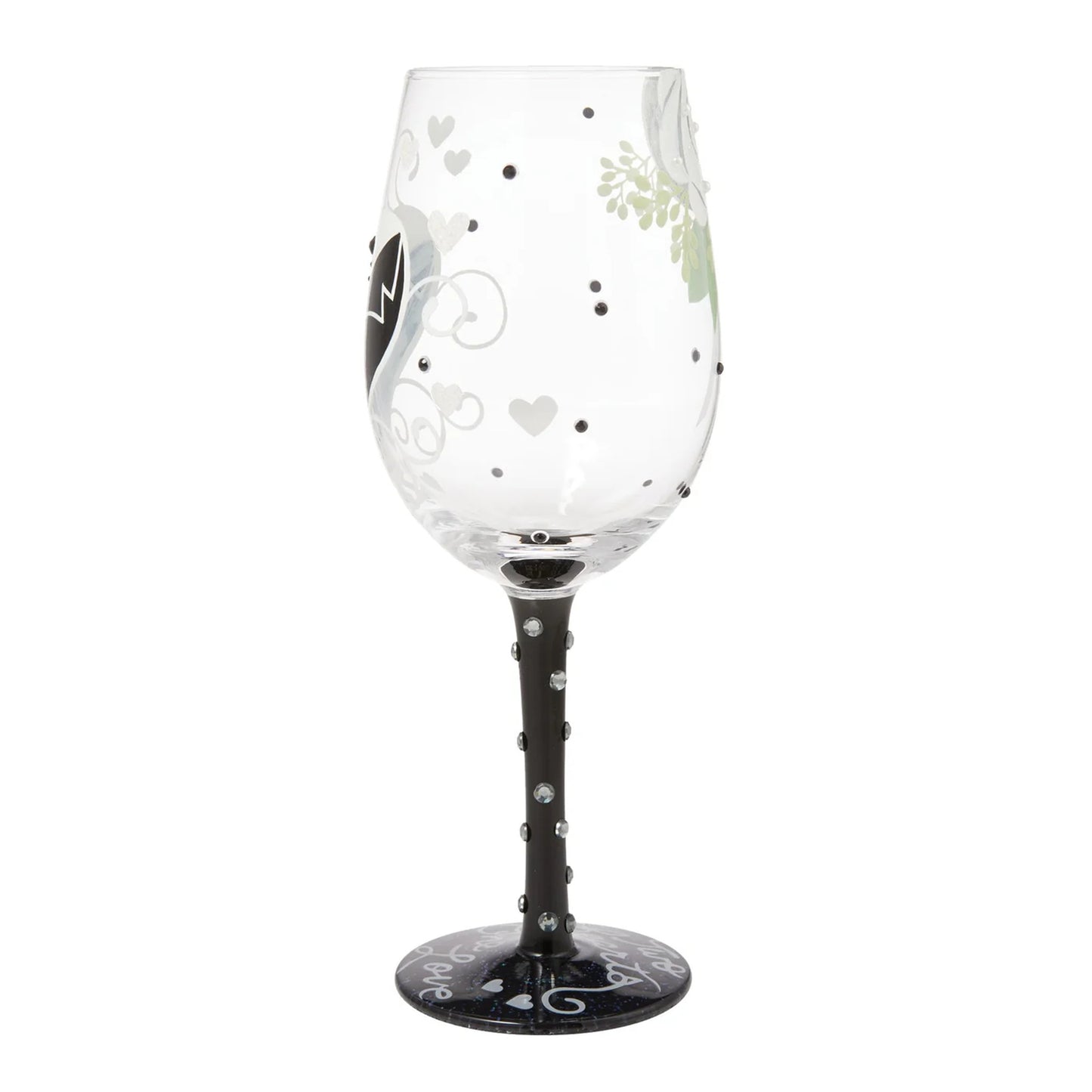 Enesco Lolita Designs Wedding Groom Two Hearts One Love Hand-Painted Artisan Wine Glass, 15 Ounce