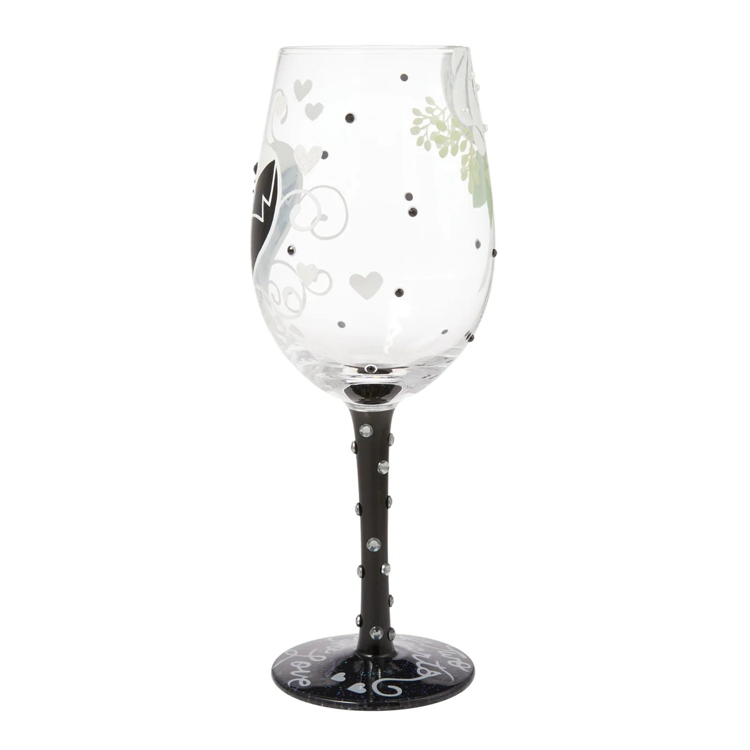 Enesco Lolita Designs Wedding Groom Two Hearts One Love Hand-Painted Artisan Wine Glass, 15 Ounce