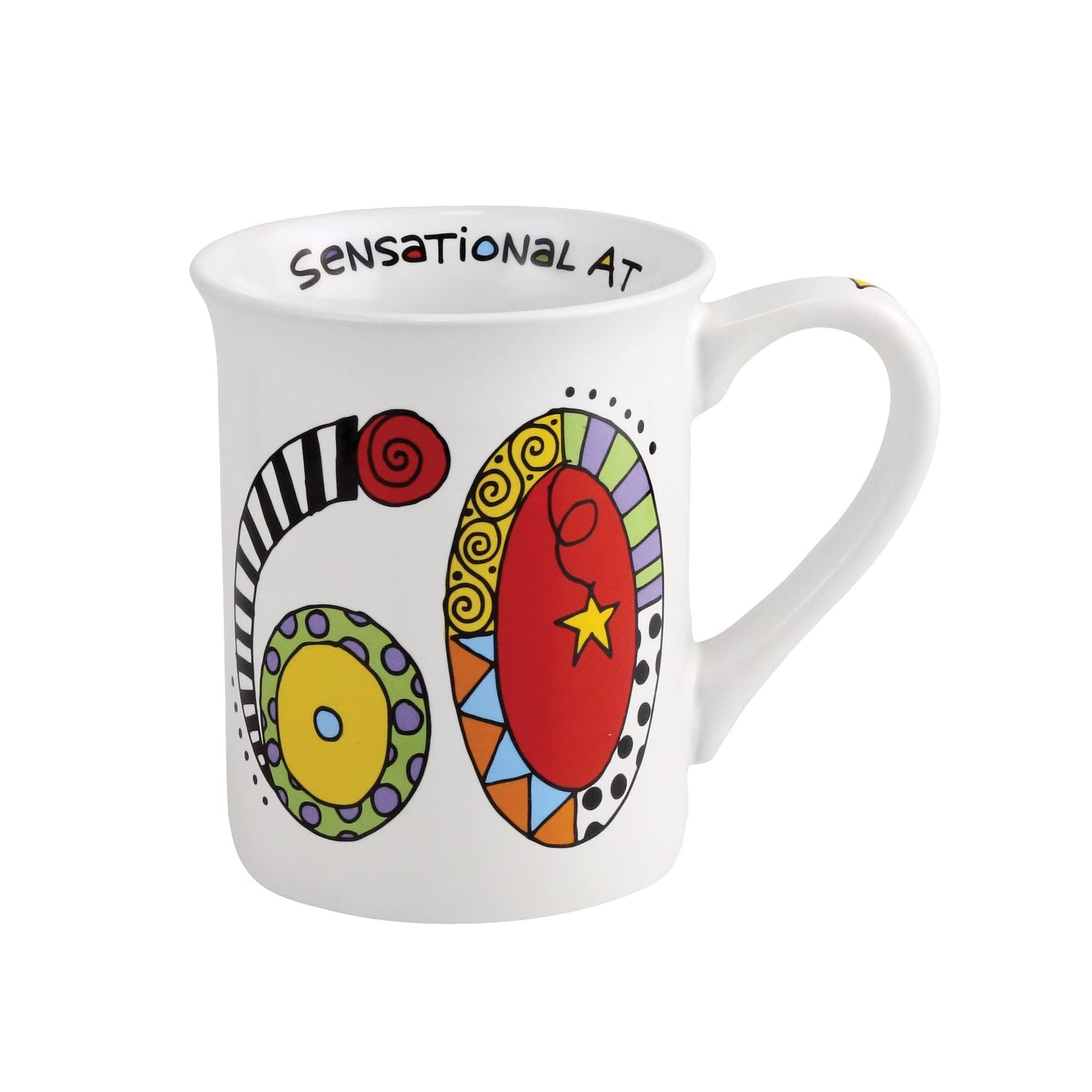 Enesco Our Name is Mud Cuppa Doodles Birthday Sensational at 60 Coffee Mug, 16 Ounce