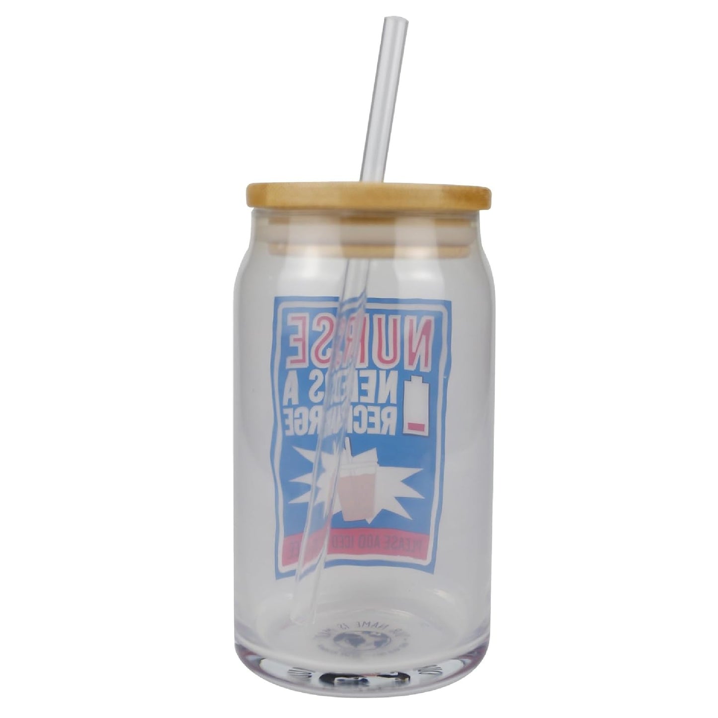Enesco Our Name is Mud Nurse Needs a Recharge Iced Coffee Latte Glass, 16 Ounce