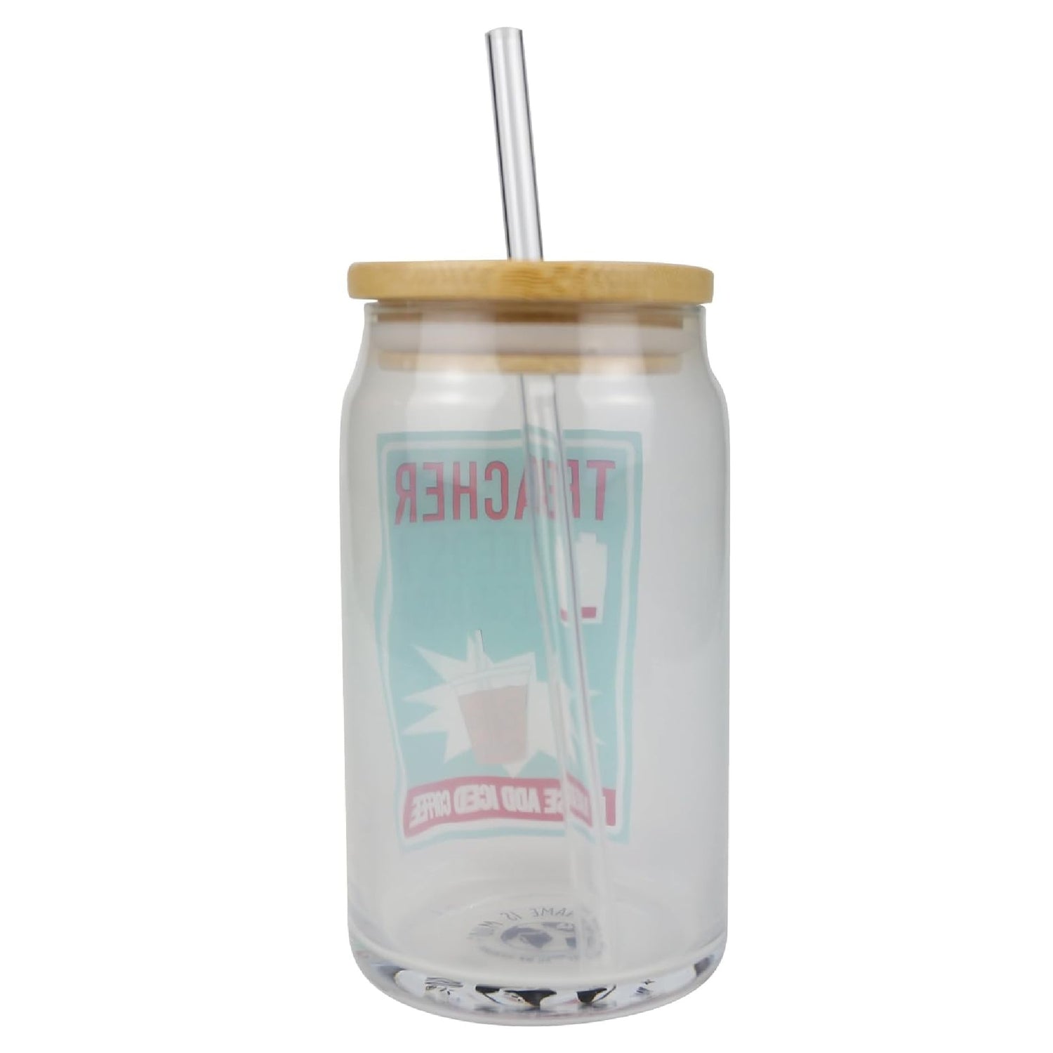 Enesco Our Name is Mud Teacher Needs a Recharge Iced Coffee Latte Glass, 16 Ounce