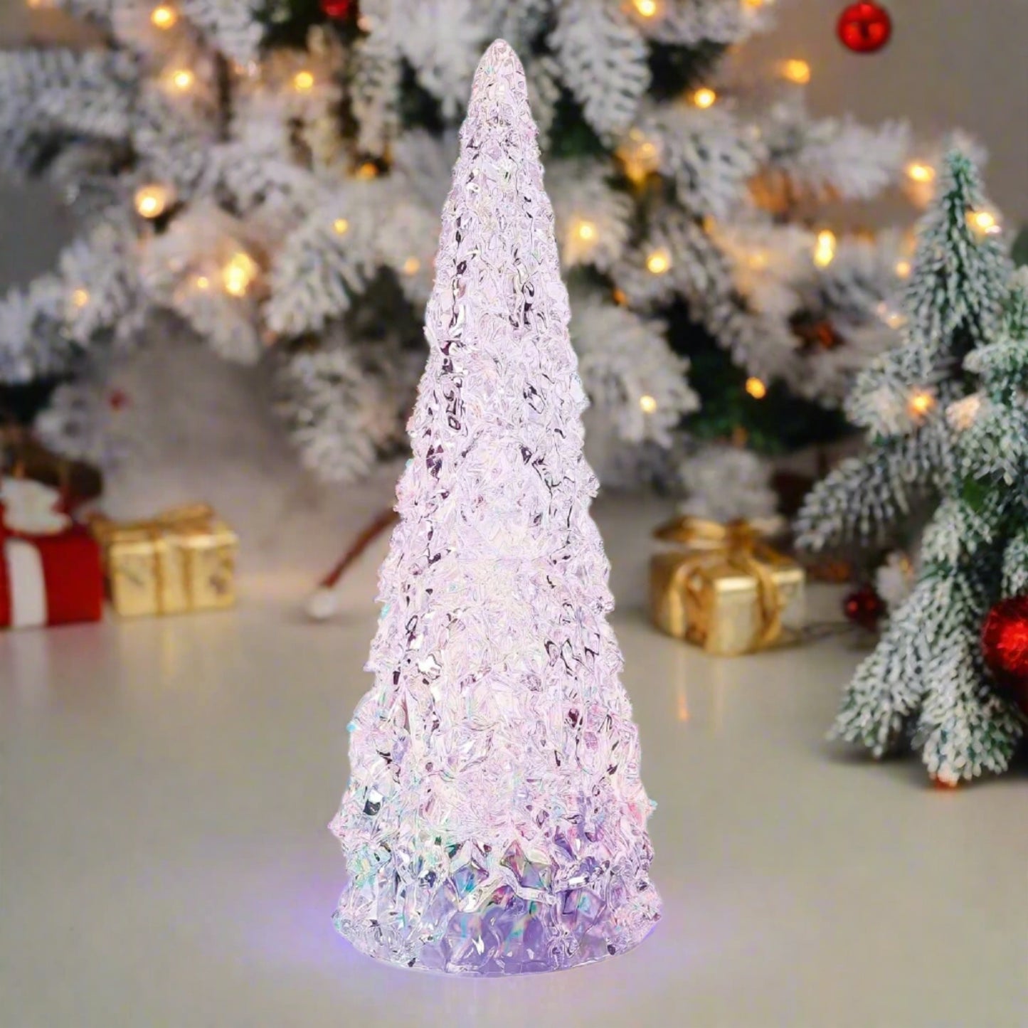 Enesco Poinsettia Color Changing Lit Christmas Tree, 13.98 Inches