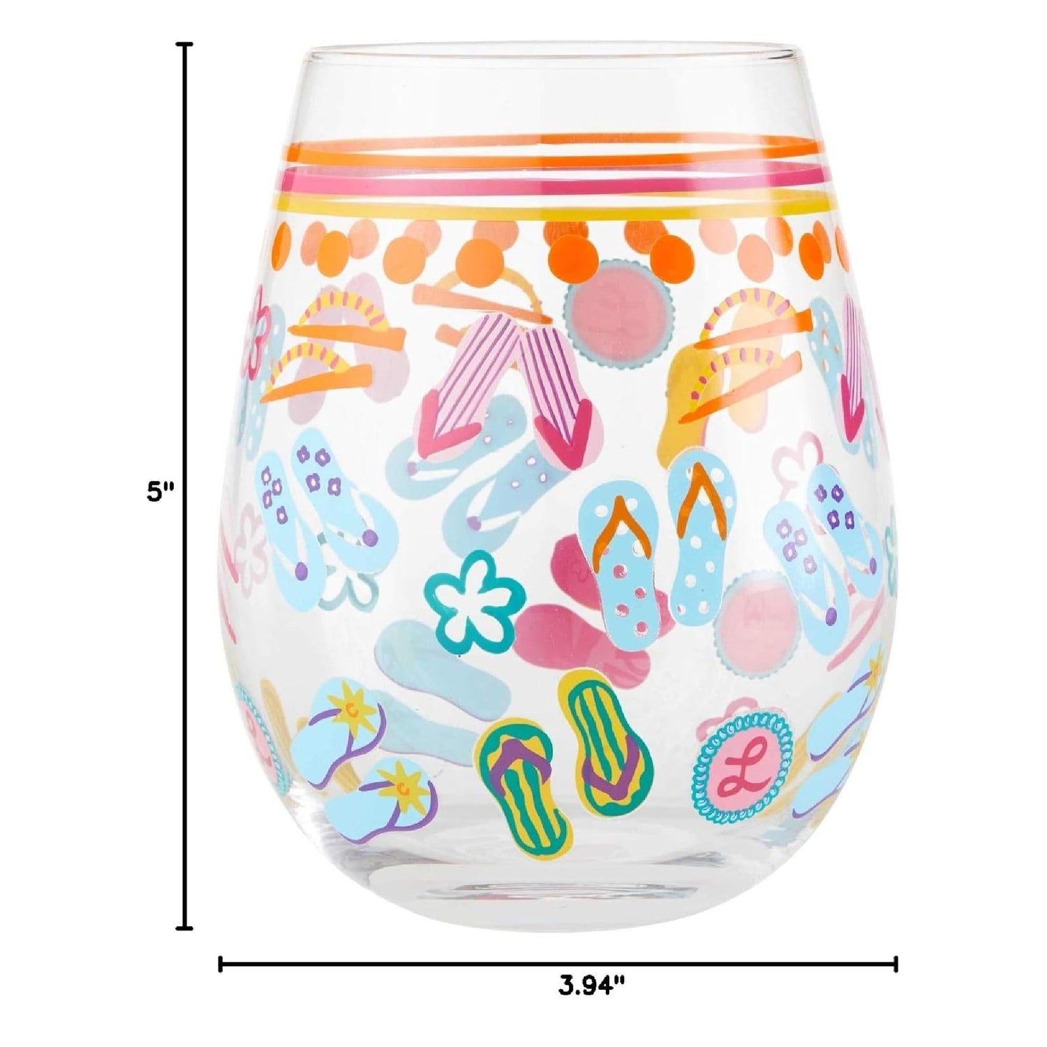 Enesco Stemless Flip Flops Wine Glass By Lolita