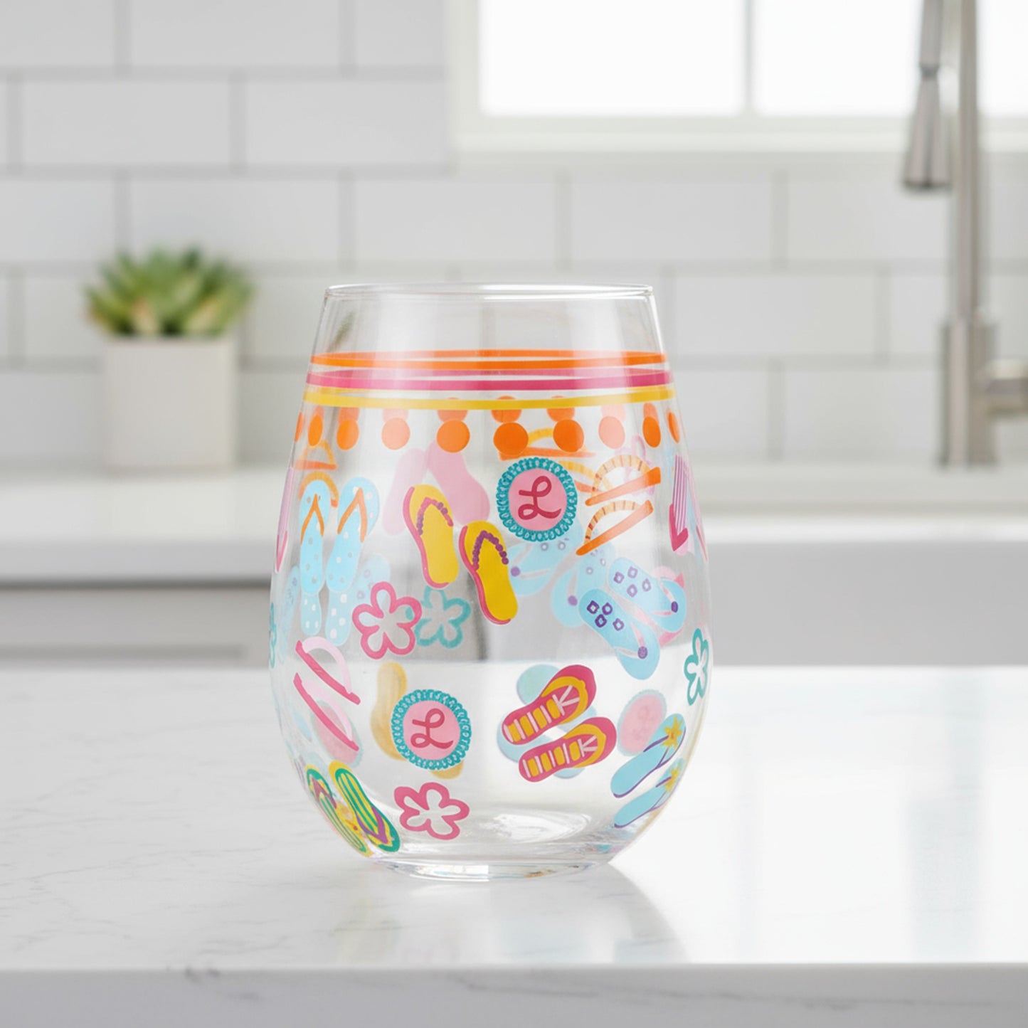 Enesco Stemless Flip Flops Wine Glass By Lolita