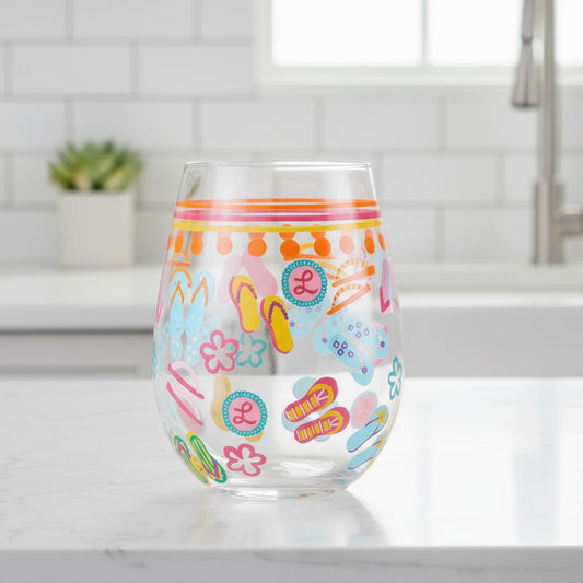 Enesco Stemless Flip Flops Wine Glass By Lolita