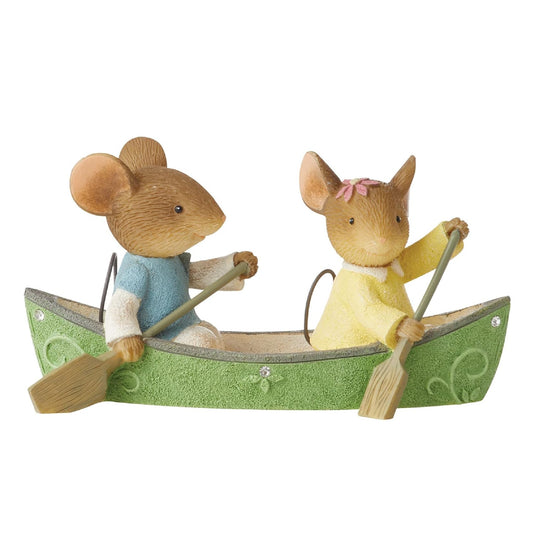Enesco Tails with Heart Happy Camper Canoeing Mouse Couple Miniature Figurine