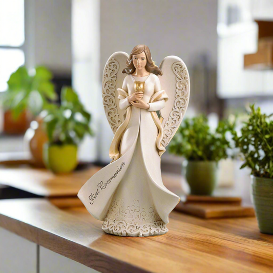 First Communion Angel with Chalice Figure, 9" H