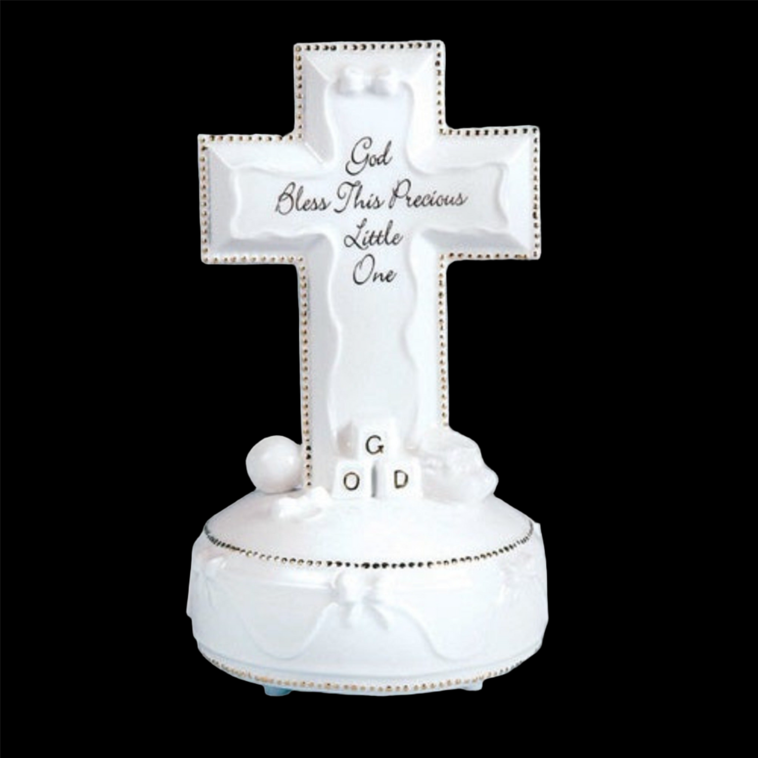 Roman God Bless Baby Musical Cross Statue