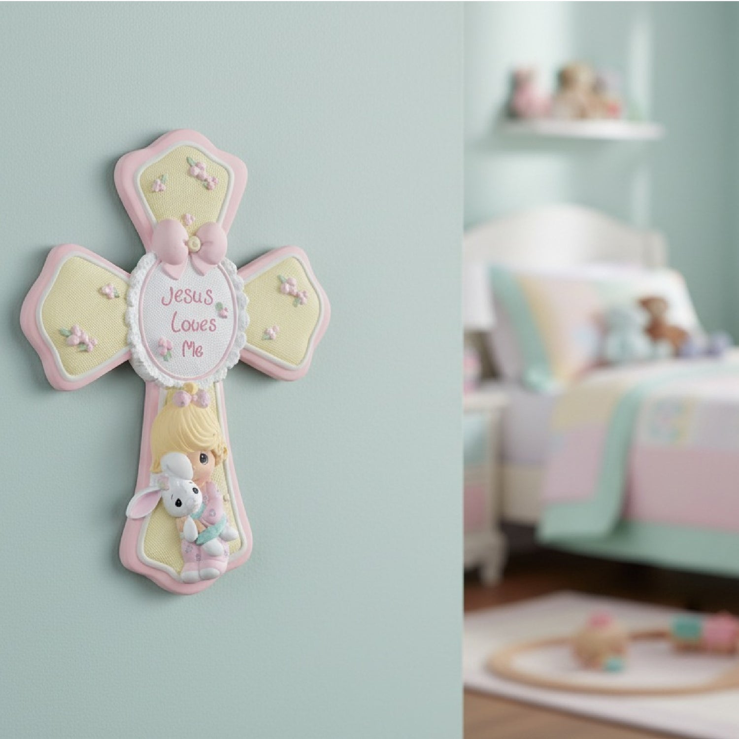 Girl With Bunny Cross Precious Moments