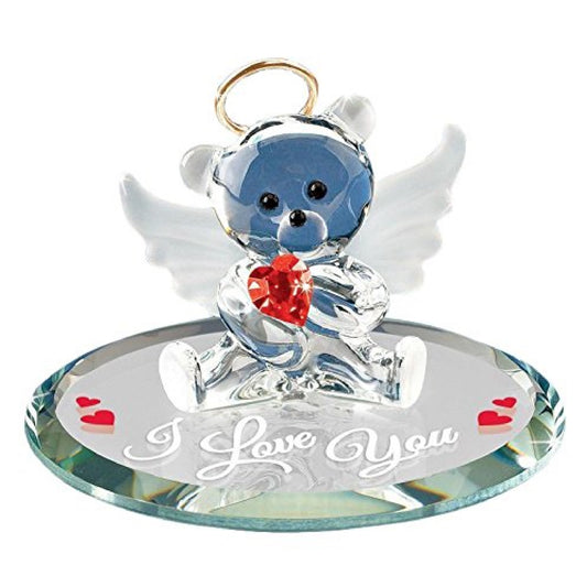 Glass Baron Angel Bear with Red Heart Figurine