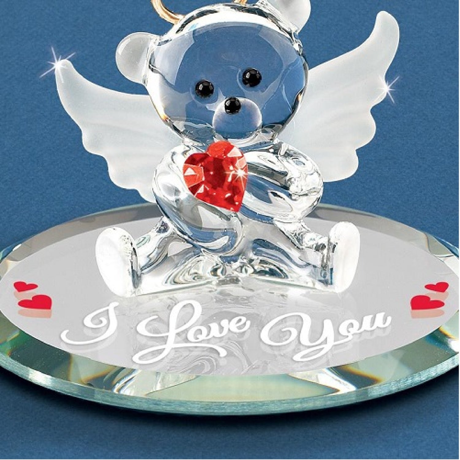 Glass Baron Angel Bear with Red Heart Figurine