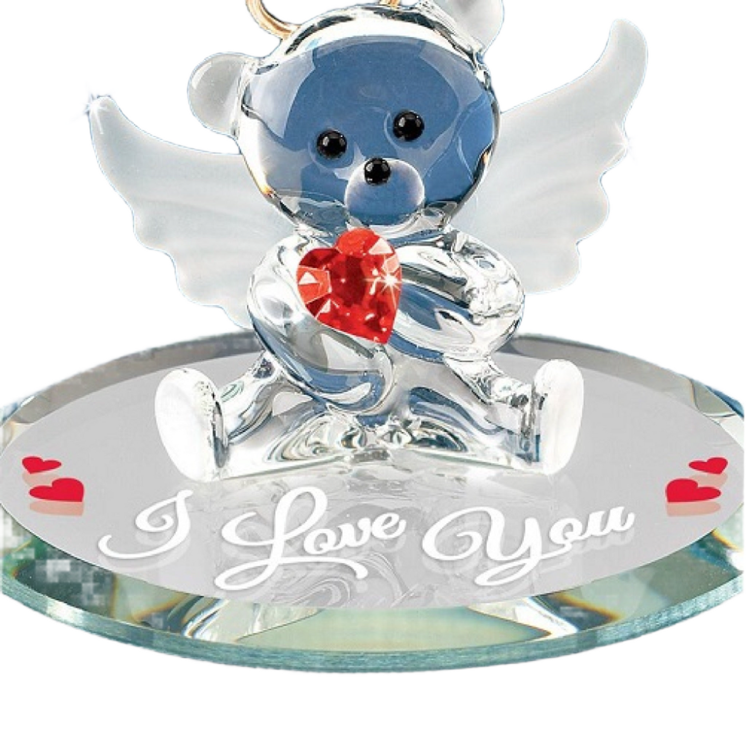 Glass Baron Angel Bear with Red Heart Figurine