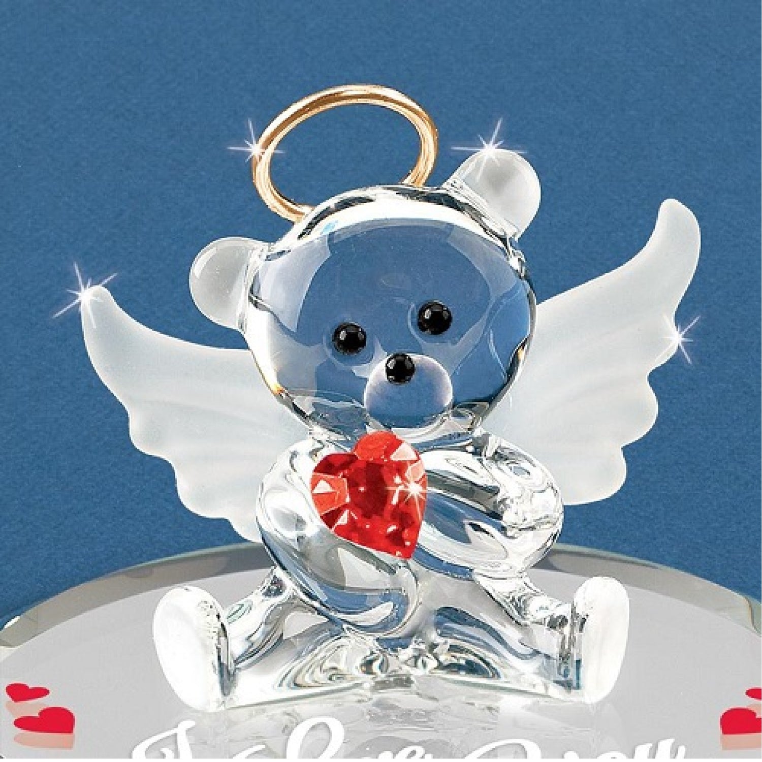 Glass Baron Angel Bear with Red Heart Figurine