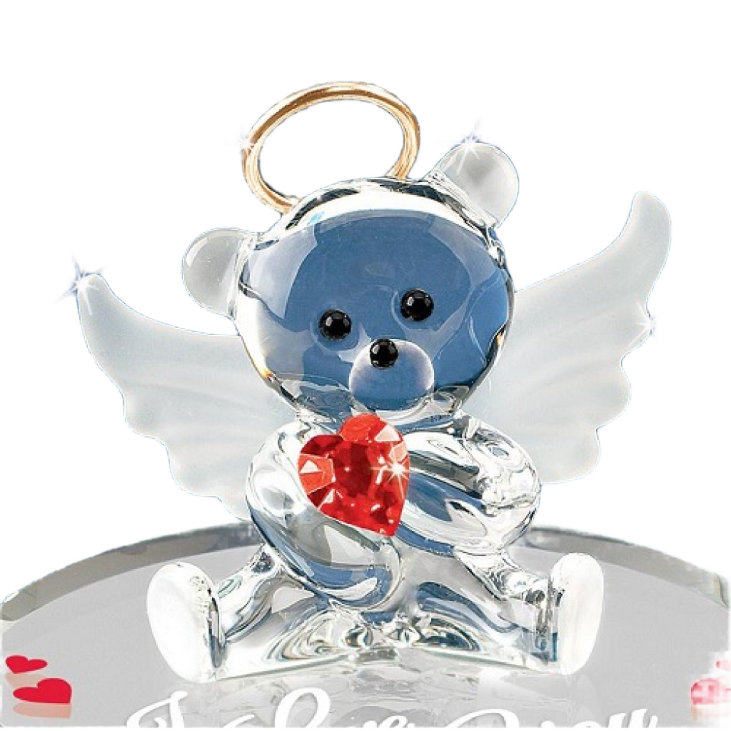 Glass Baron Angel Bear with Red Heart Figurine