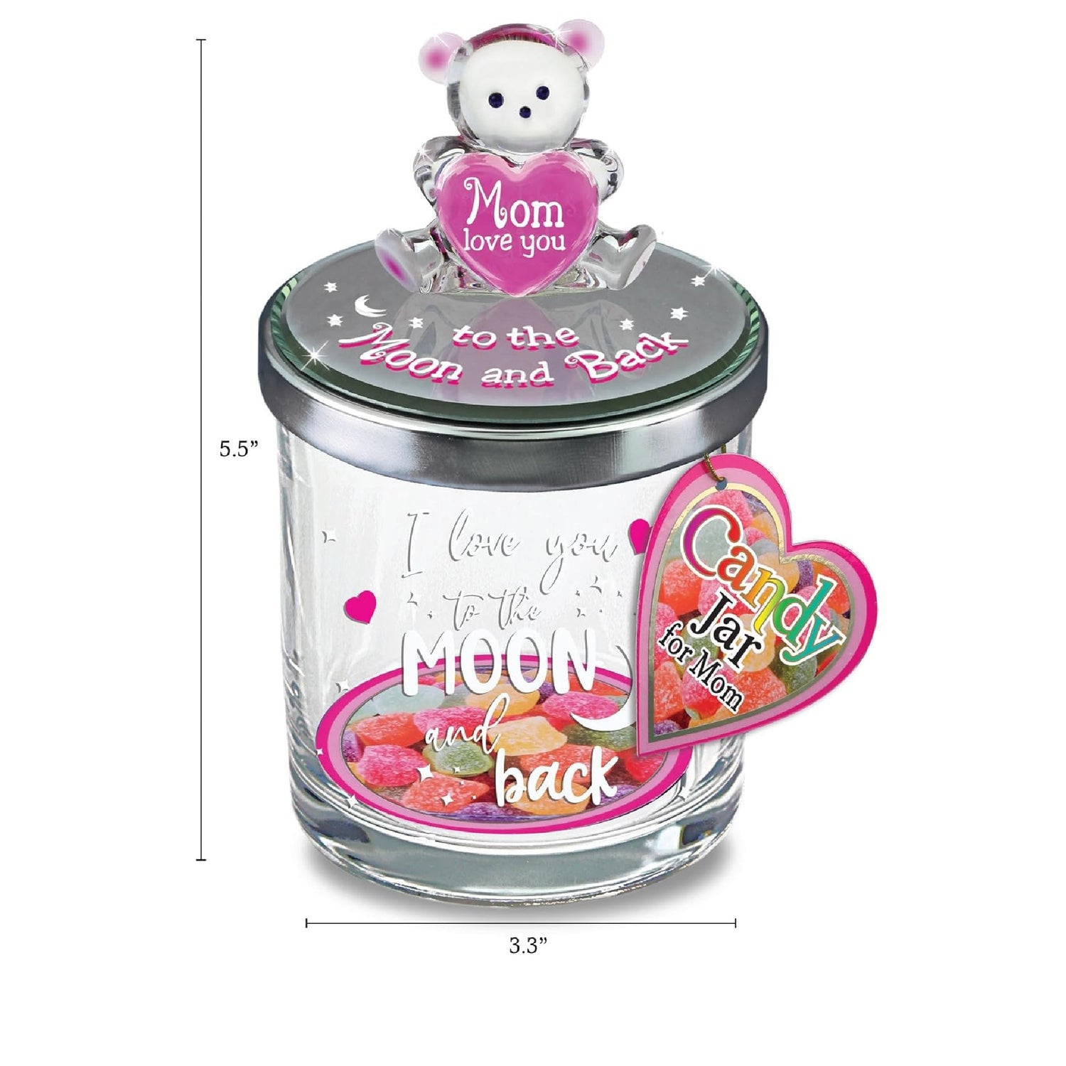 Glass Baron Bear "Mom, Moon and Back" Candy Jar