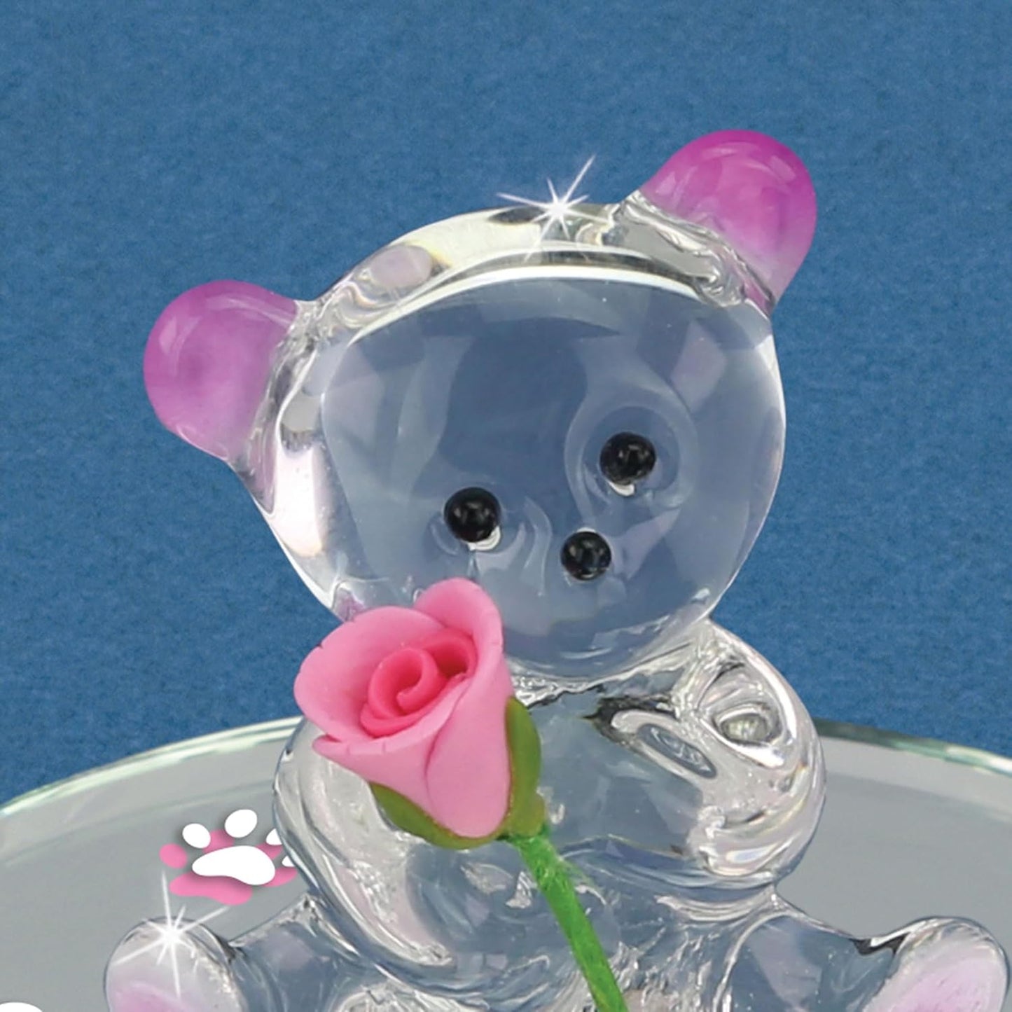 Glass Baron Bear With Rose "I Love You"