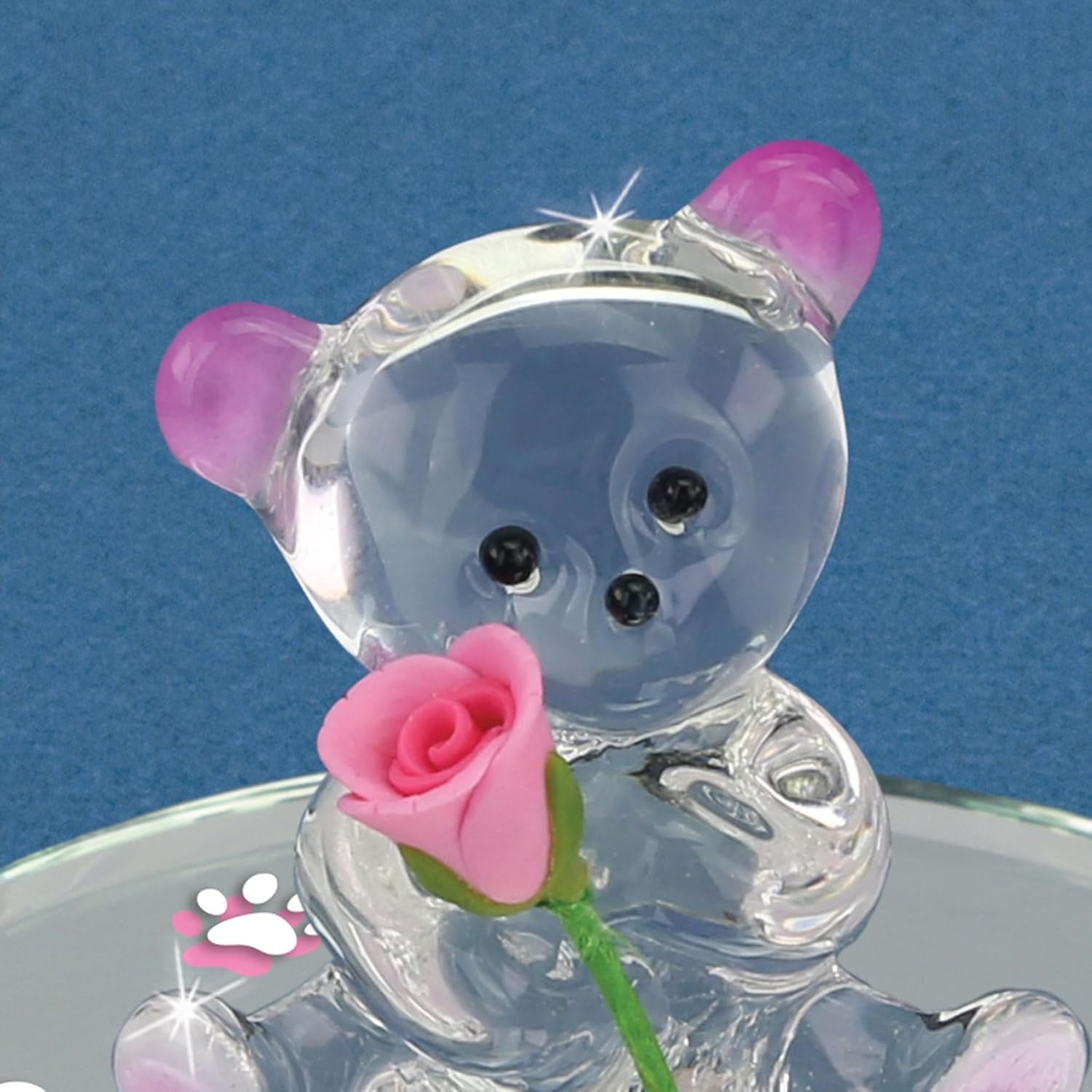 Glass Baron Bear With Rose "I Love You"