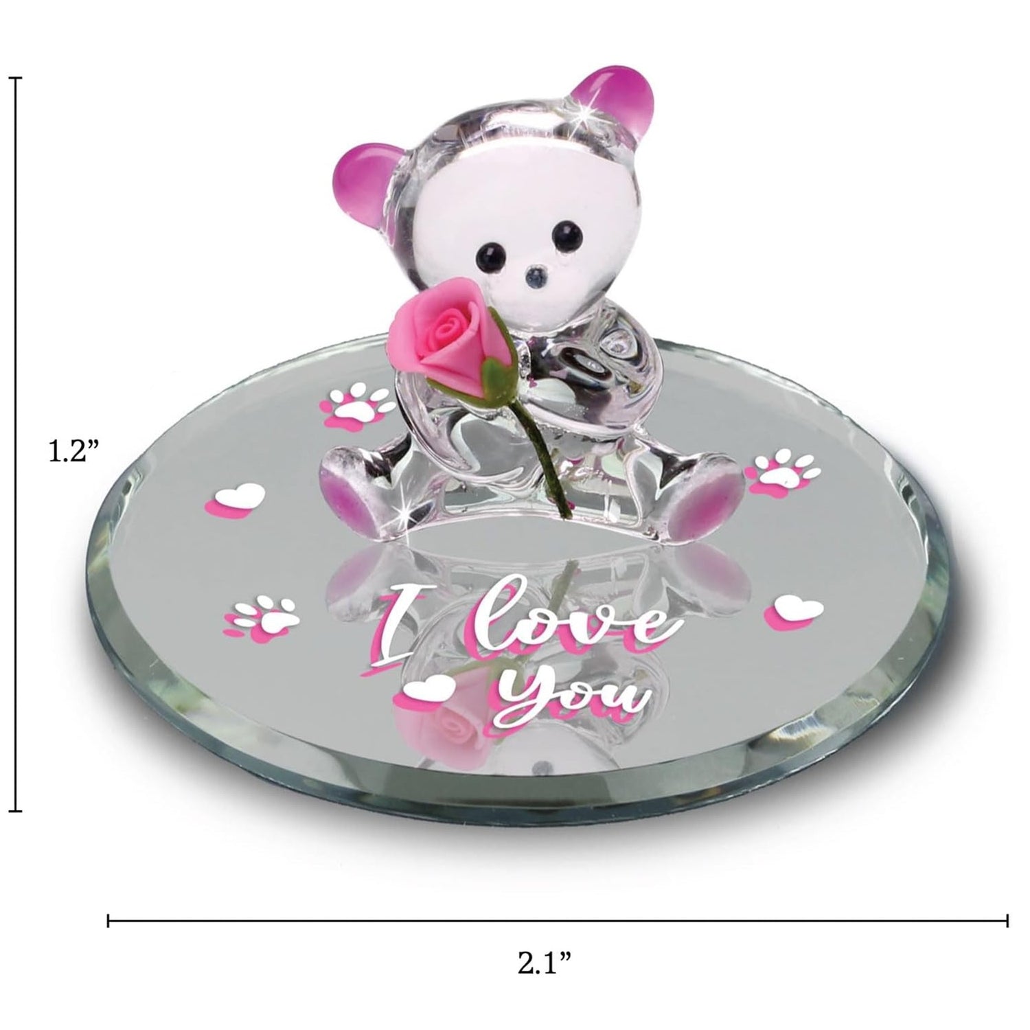Glass Baron Bear With Rose "I Love You"