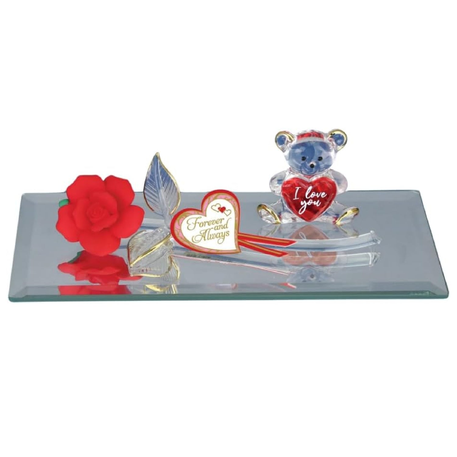 Glass Baron Bear with Rose
