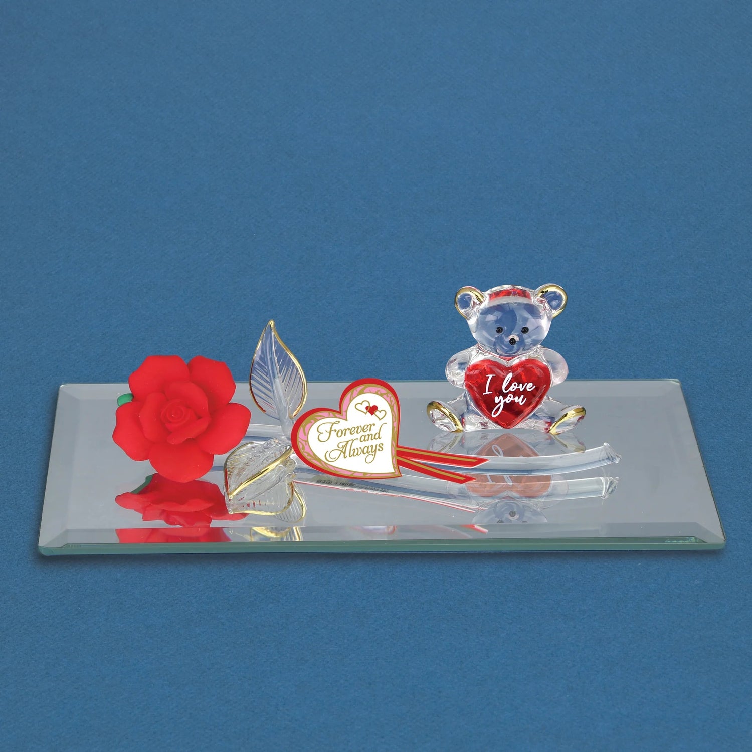 Glass Baron Bear with Rose