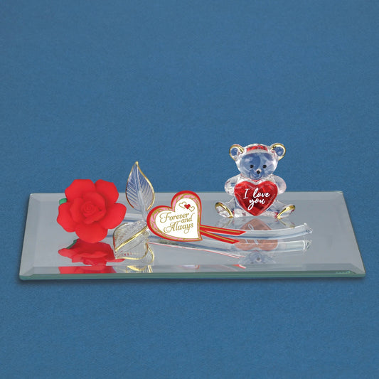 Glass Baron Bear with Rose
